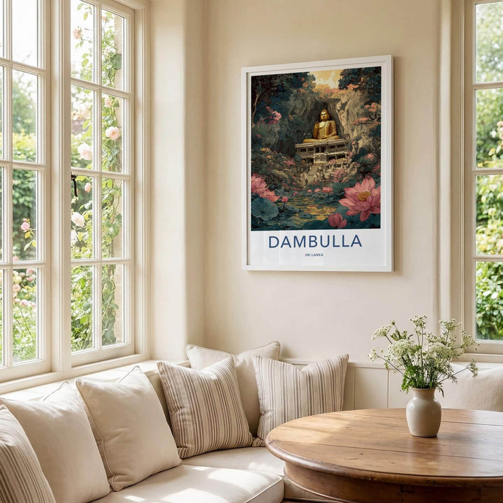Dambulla Poster - Sri Lanka Travel Print - Mystical Buddha Cave Wall Decor