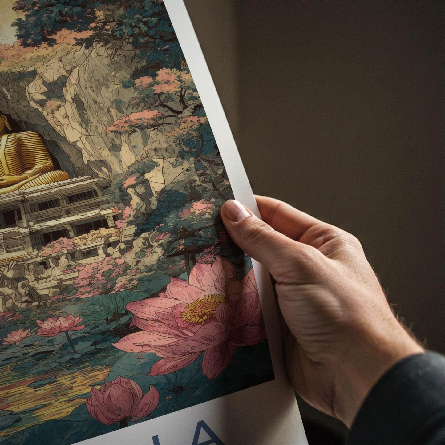 Dambulla Poster - Sri Lanka Travel Print - Mystical Buddha Cave Wall Decor