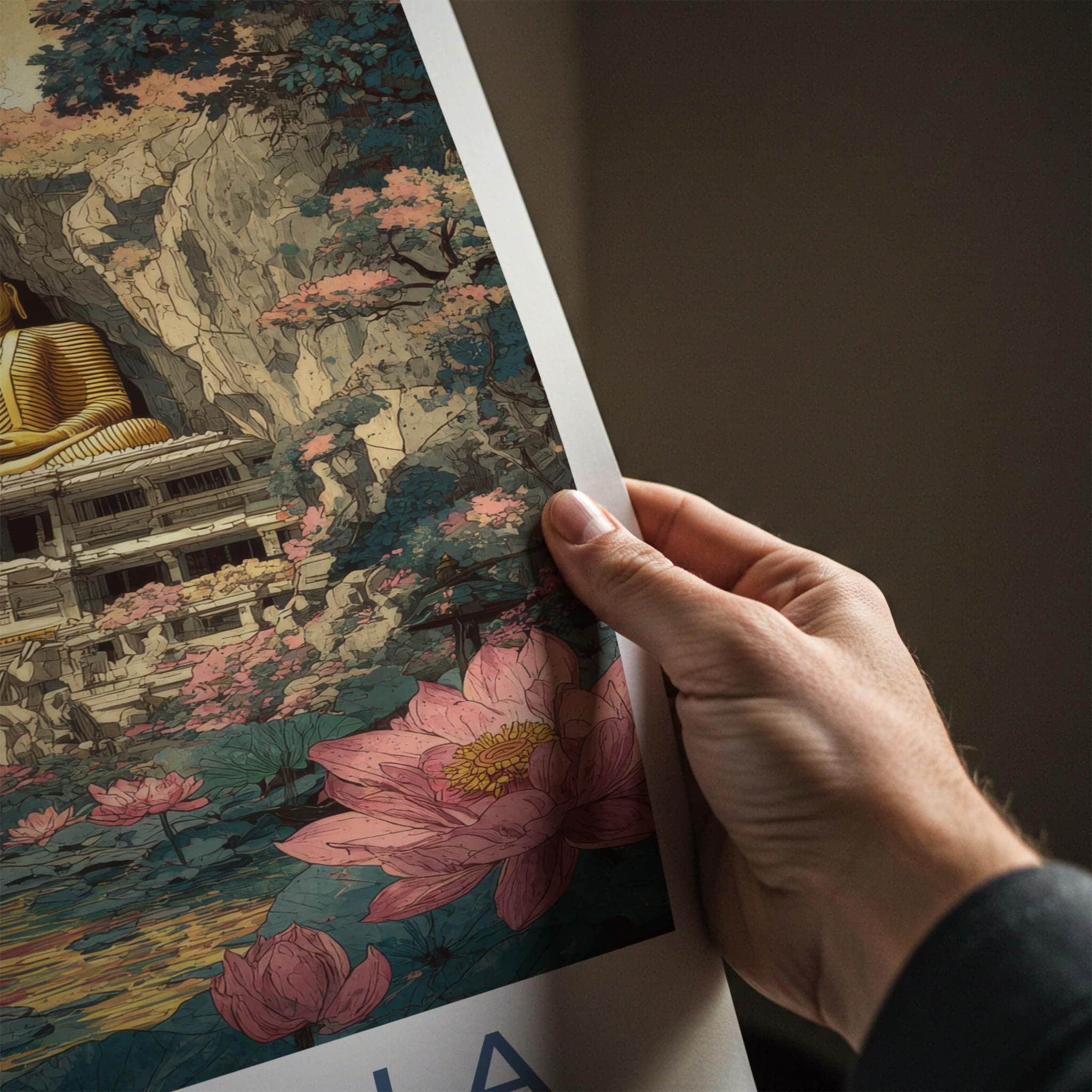 Dambulla Poster - Sri Lanka Travel Print - Mystical Buddha Cave Wall Decor