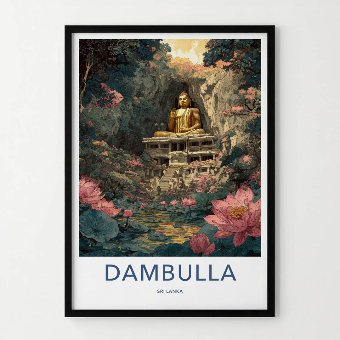 Dambulla Poster - Sri Lanka Travel Print - Mystical Buddha Cave Wall Decor