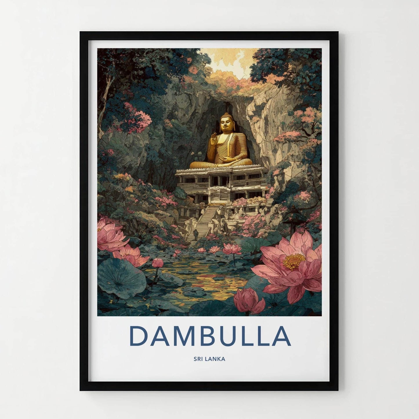 Dambulla Poster - Sri Lanka Travel Print - Mystical Buddha Cave Wall Decor