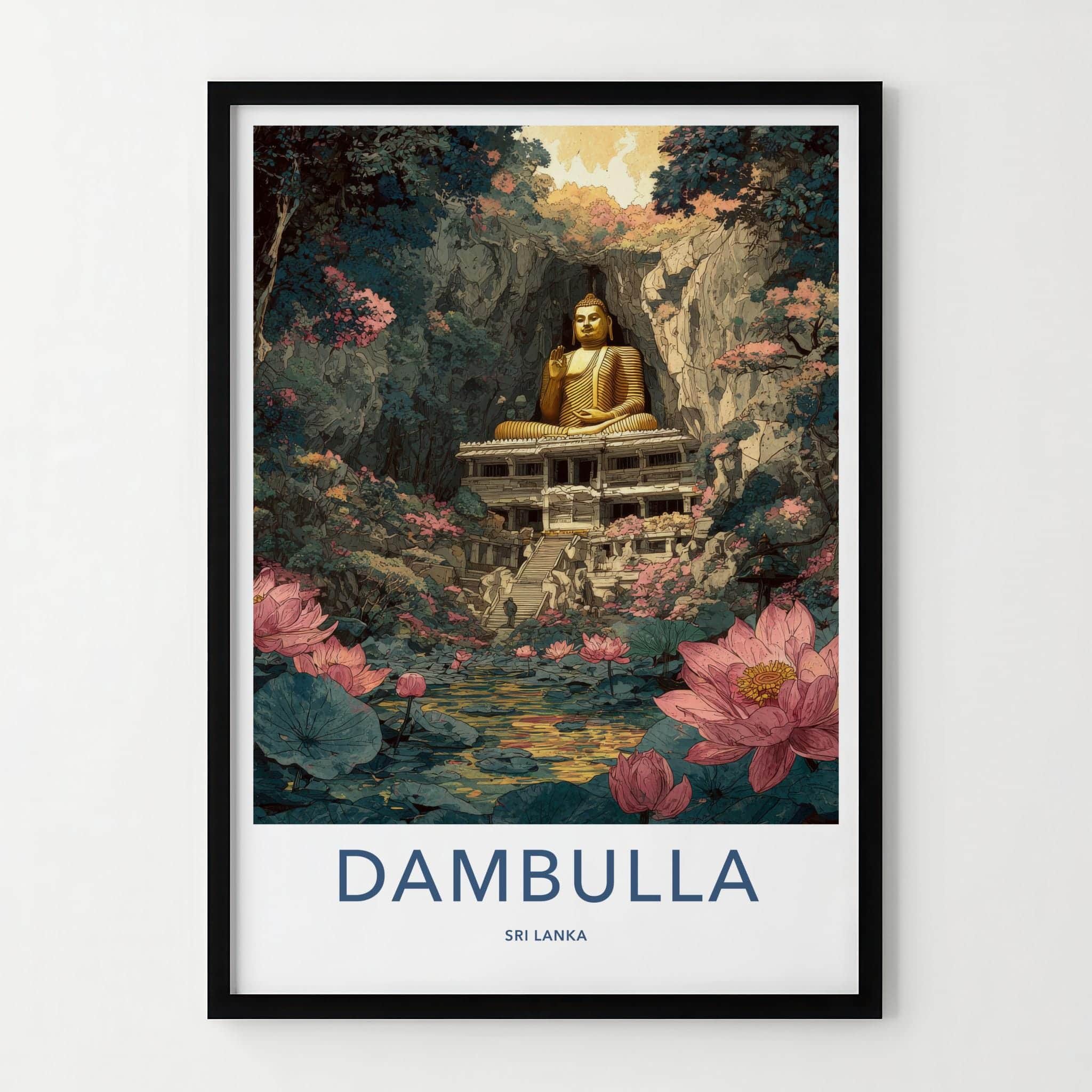 Dambulla Poster - Sri Lanka Travel Print - Mystical Buddha Cave Wall Decor