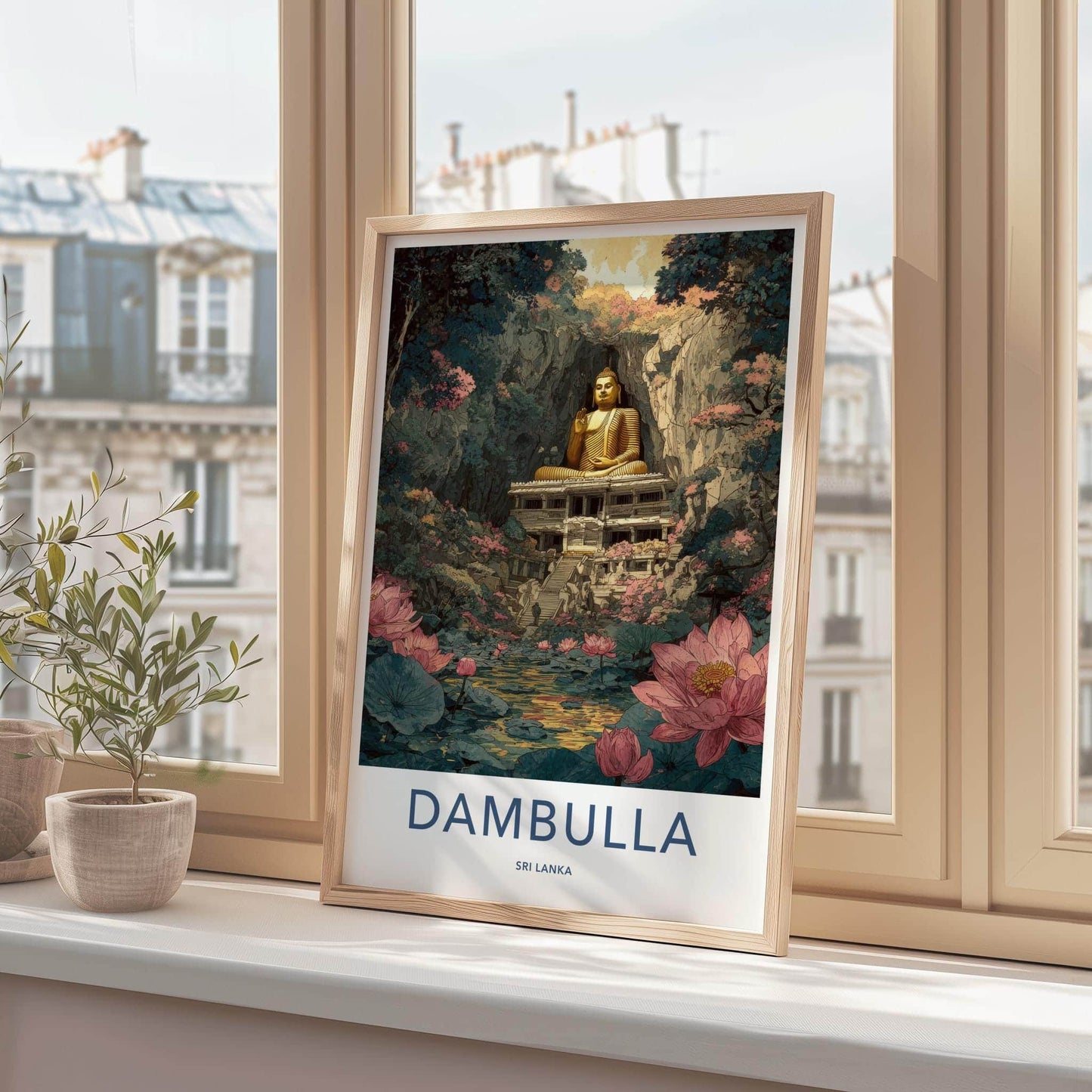 Dambulla Poster - Sri Lanka Travel Print - Mystical Buddha Cave Wall Decor