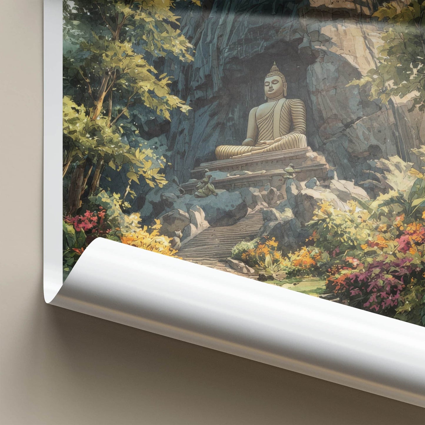 Dambulla Poster - Sri Lanka Travel Print - Seated Buddha Wall Decor