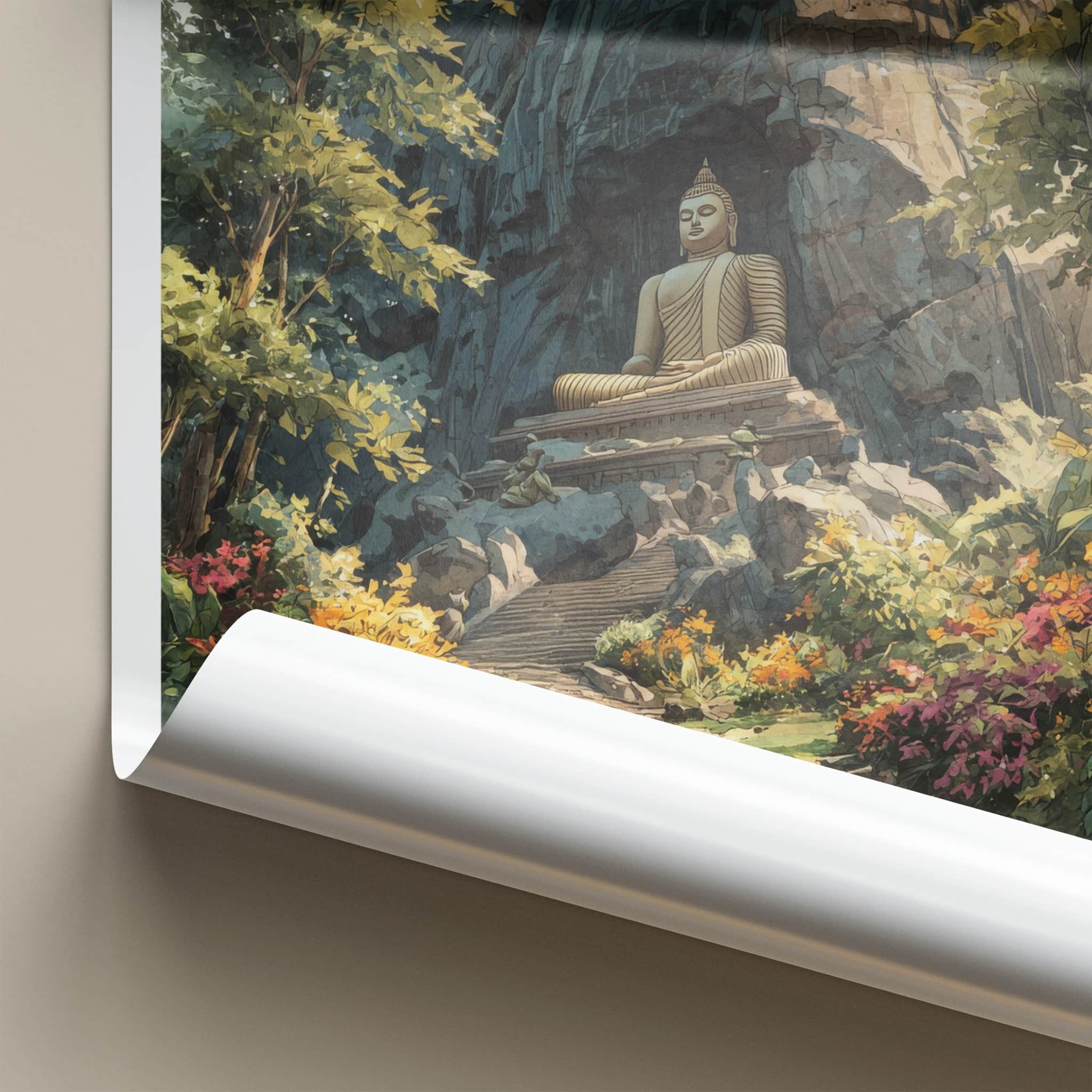 Dambulla Poster - Sri Lanka Travel Print - Seated Buddha Wall Decor