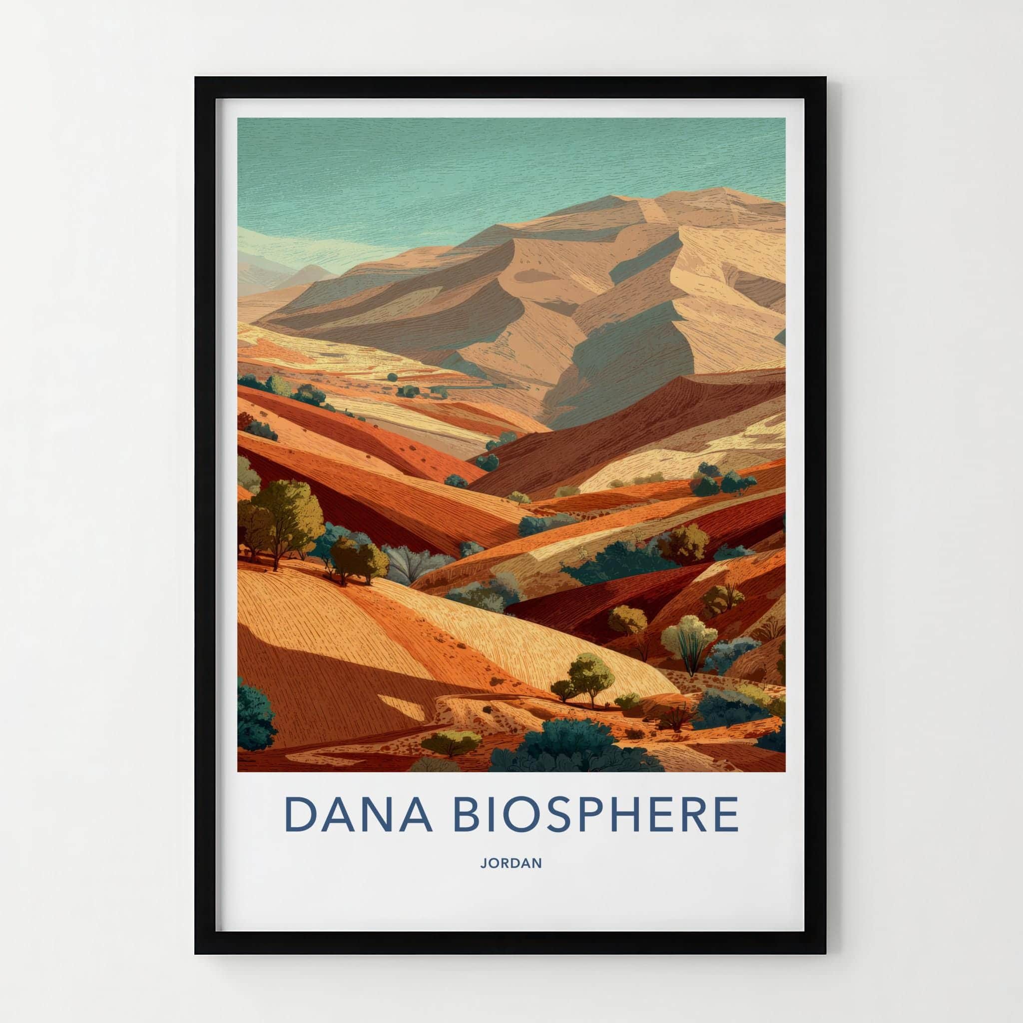 Dana Biosphere Poster - Jordan Scenic Art - Layered Desert Valley Wall Decor