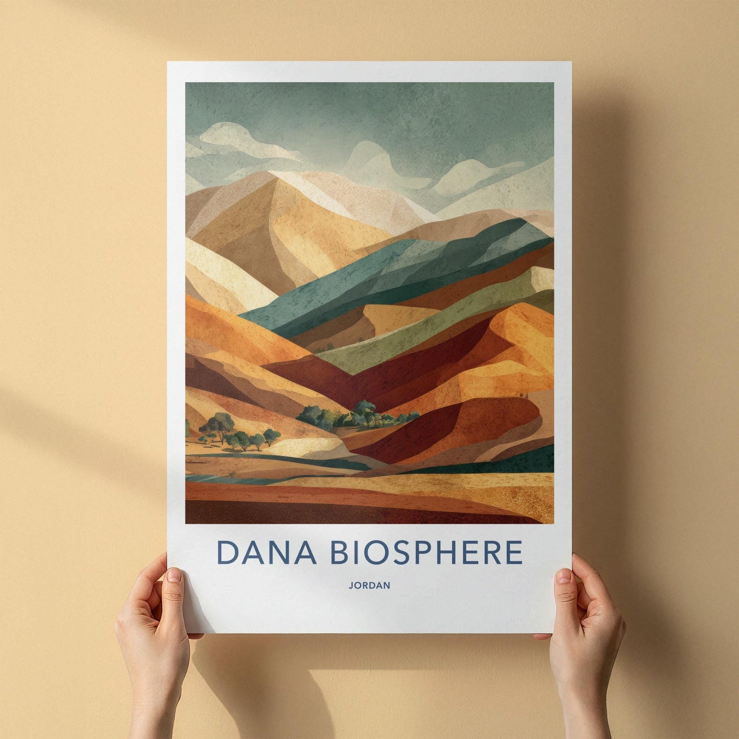 Dana Biosphere Poster - Jordan Travel Art - Layered Desert Hills Home Decor