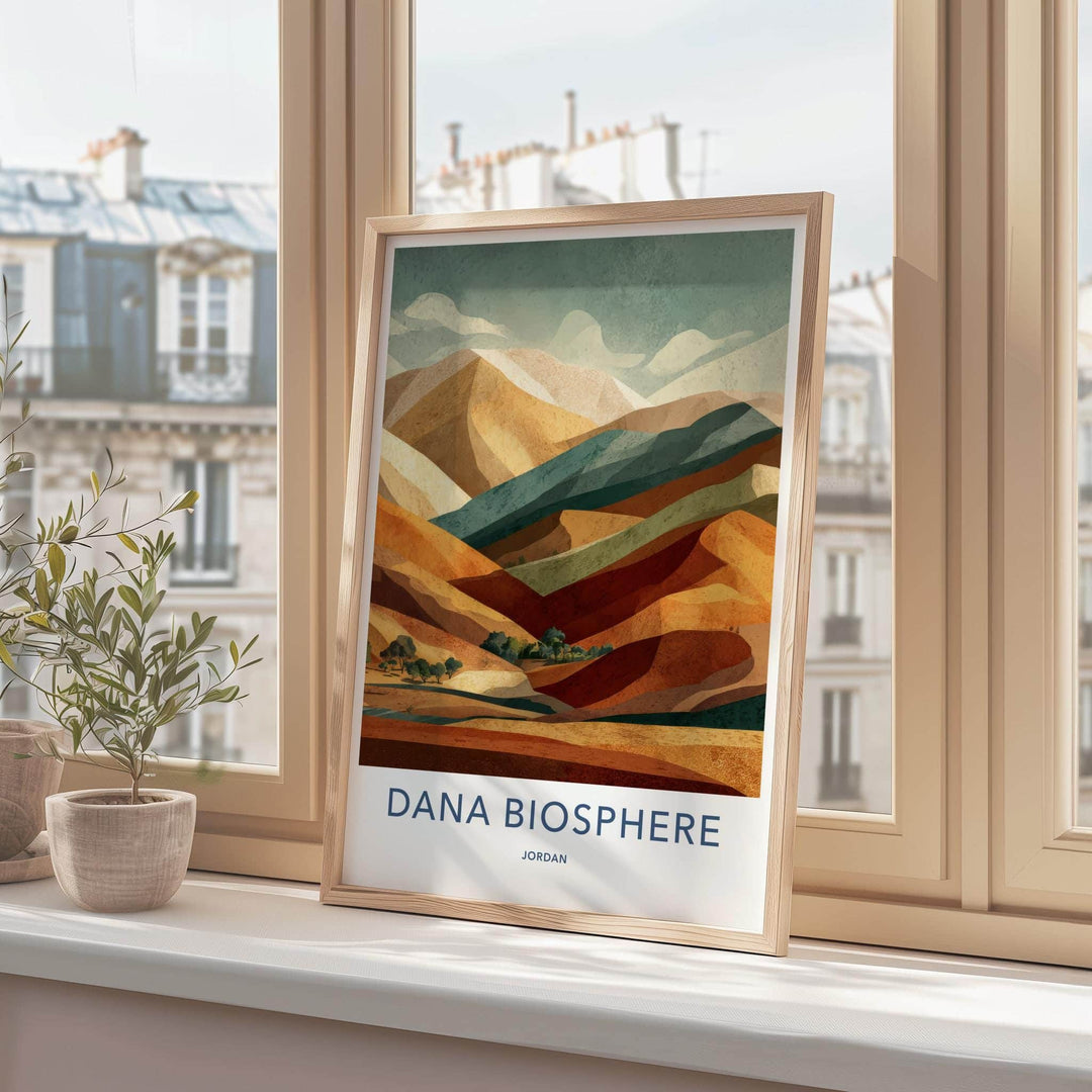 Dana Biosphere Poster - Jordan Travel Art - Layered Desert Hills Home Decor