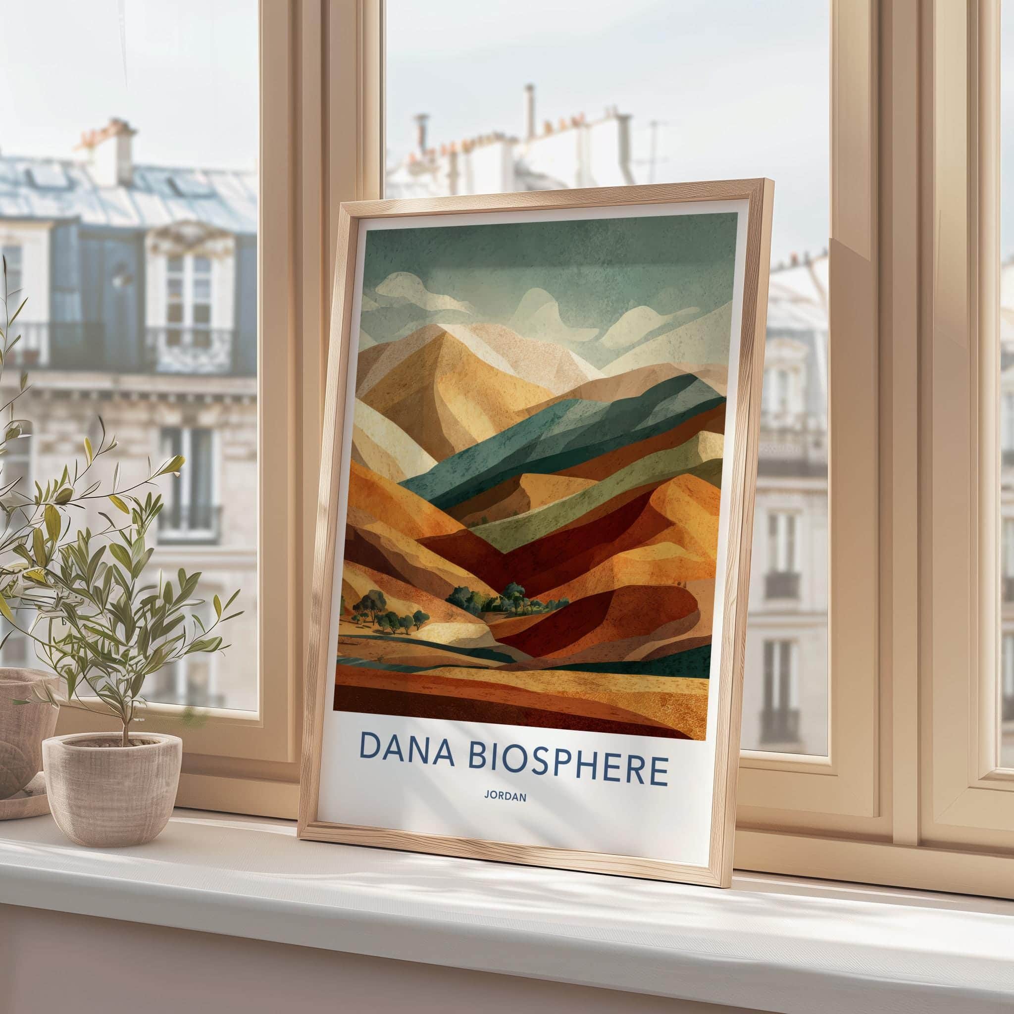 Dana Biosphere Poster - Jordan Travel Art - Layered Desert Hills Home Decor