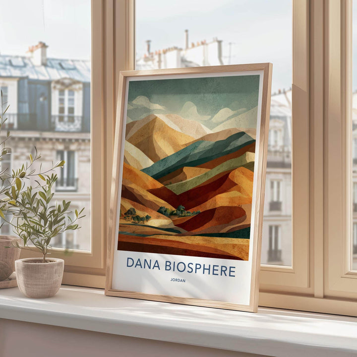 Dana Biosphere Poster - Jordan Travel Art - Layered Desert Hills Home Decor
