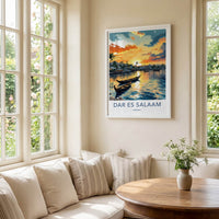Dar Es Salaam Poster - Tanzania Travel Art - Boats Sunset Waters Home Decor