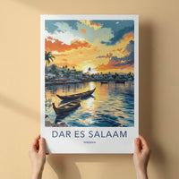 Dar Es Salaam Poster - Tanzania Travel Art - Boats Sunset Waters Home Decor