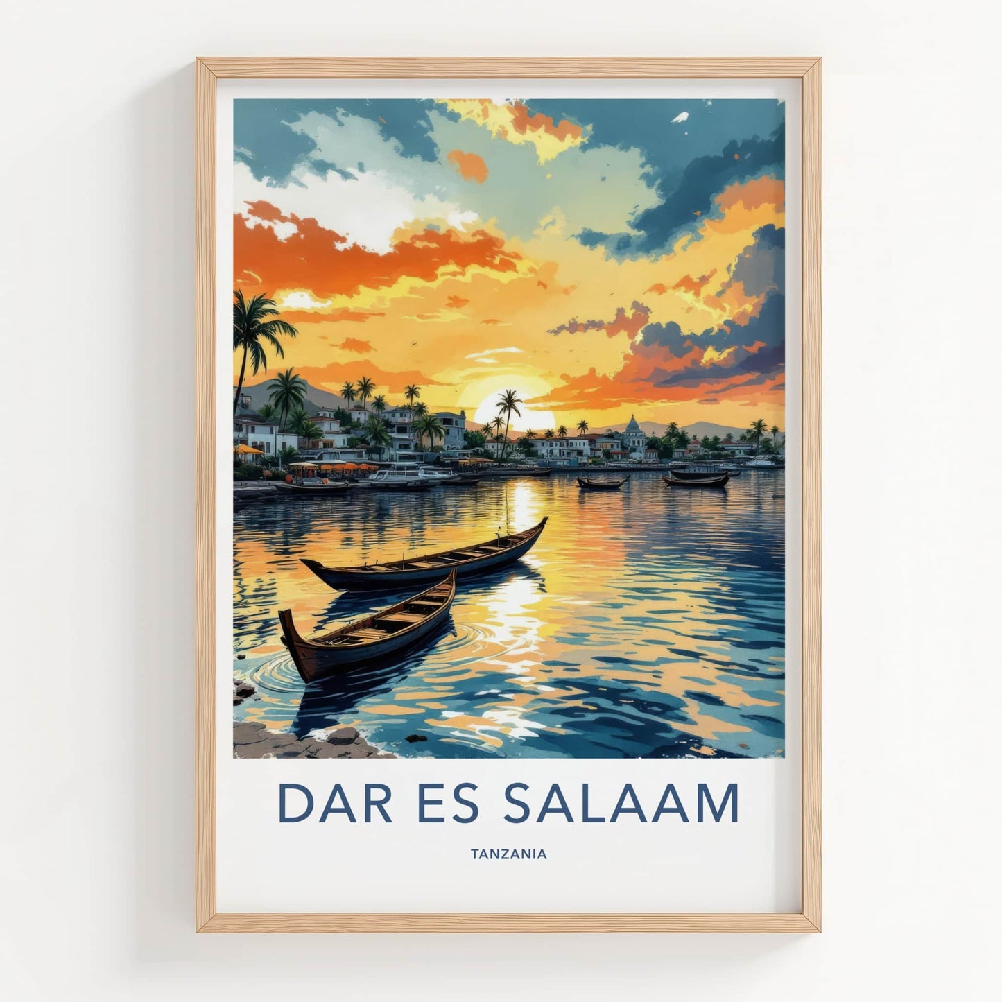 Dar Es Salaam Poster - Tanzania Travel Art - Boats Sunset Waters Home Decor