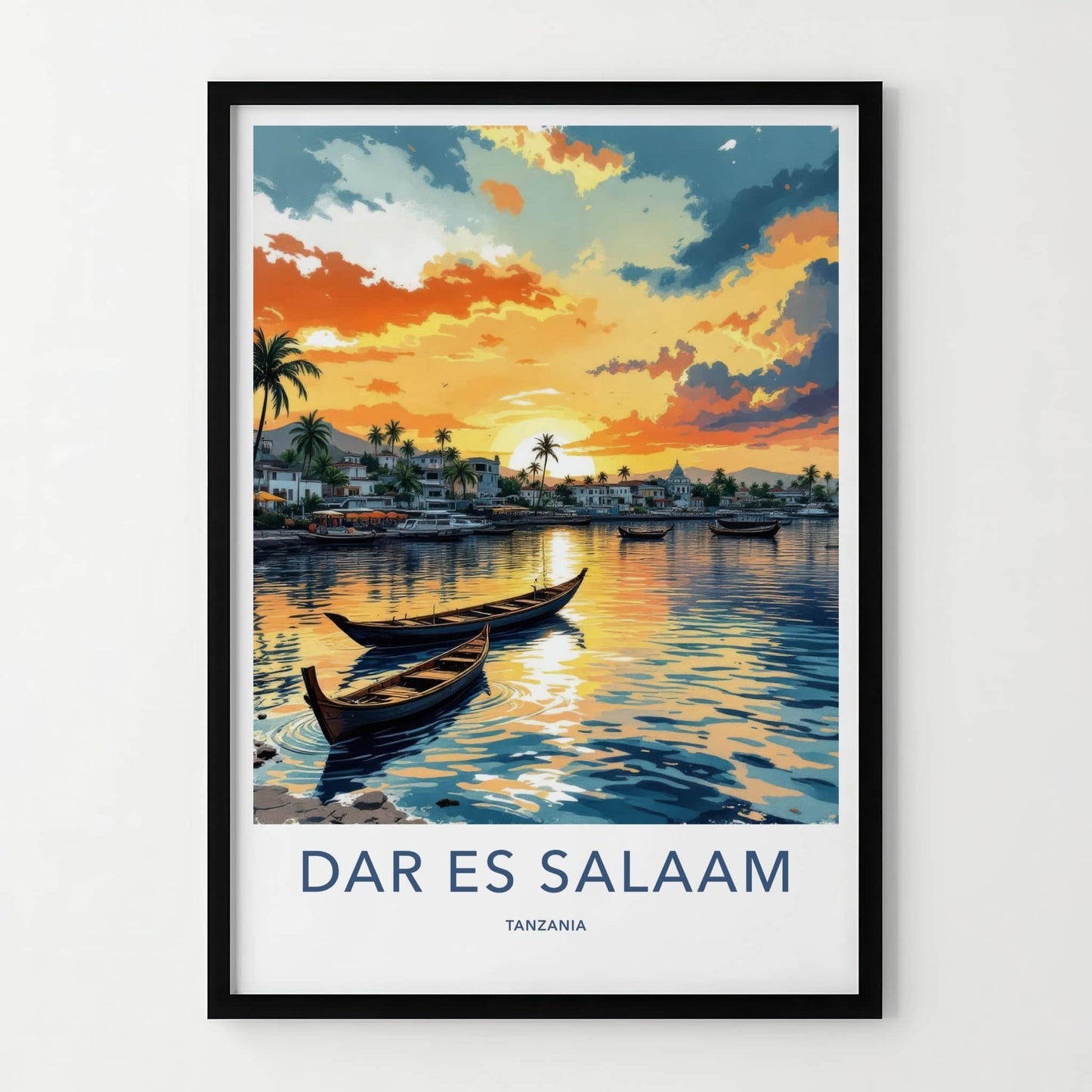 Dar Es Salaam Poster - Tanzania Travel Art - Boats Sunset Waters Home Decor