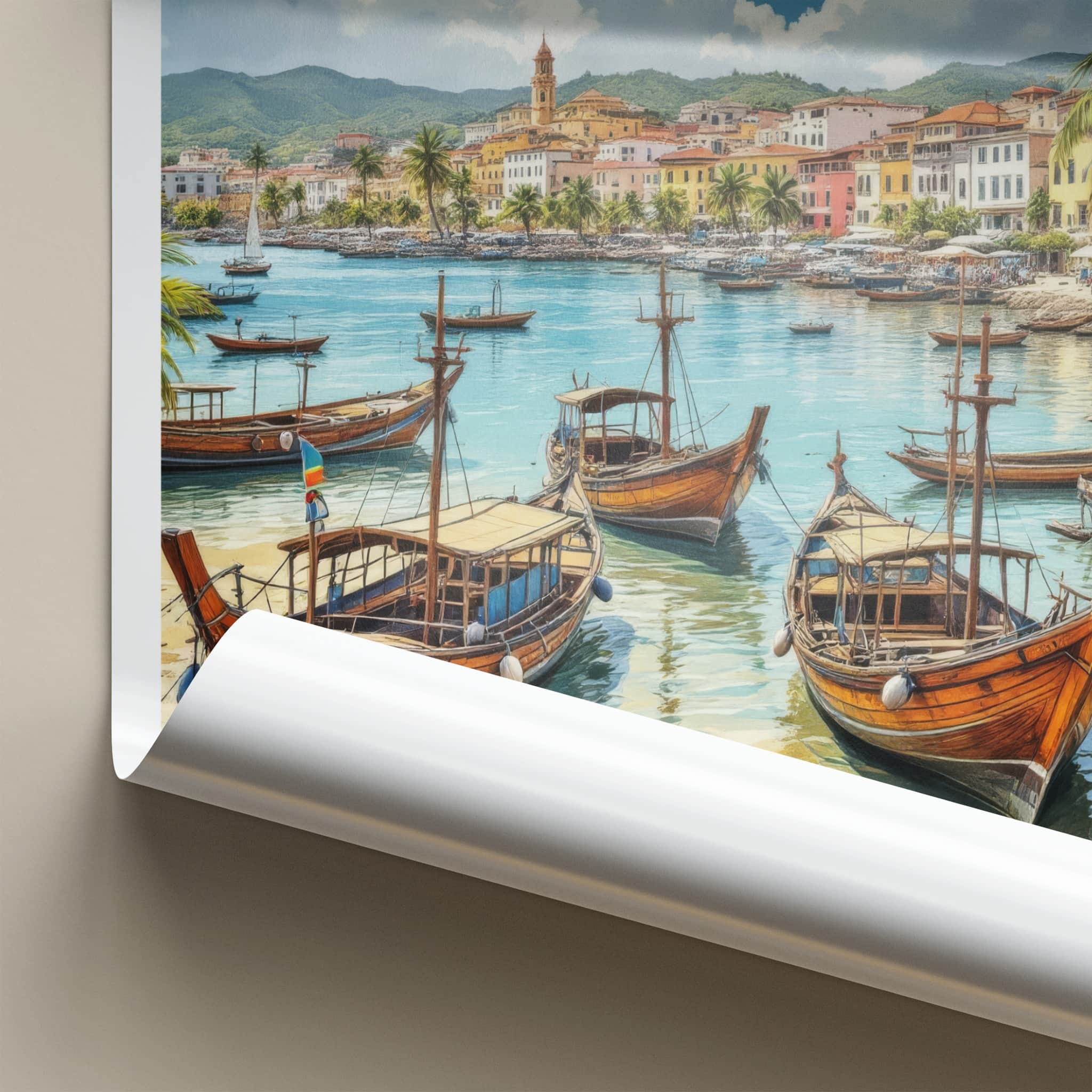Dar Es Salaam Poster - Tanzania Travel Art - Coastal Town Boats Home Decor