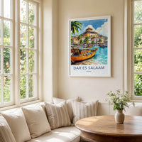 Dar Es Salaam Poster - Tanzania Travel Art - Coastal Town Harbor Home Decor