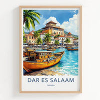 Dar Es Salaam Poster - Tanzania Travel Art - Coastal Town Harbor Home Decor