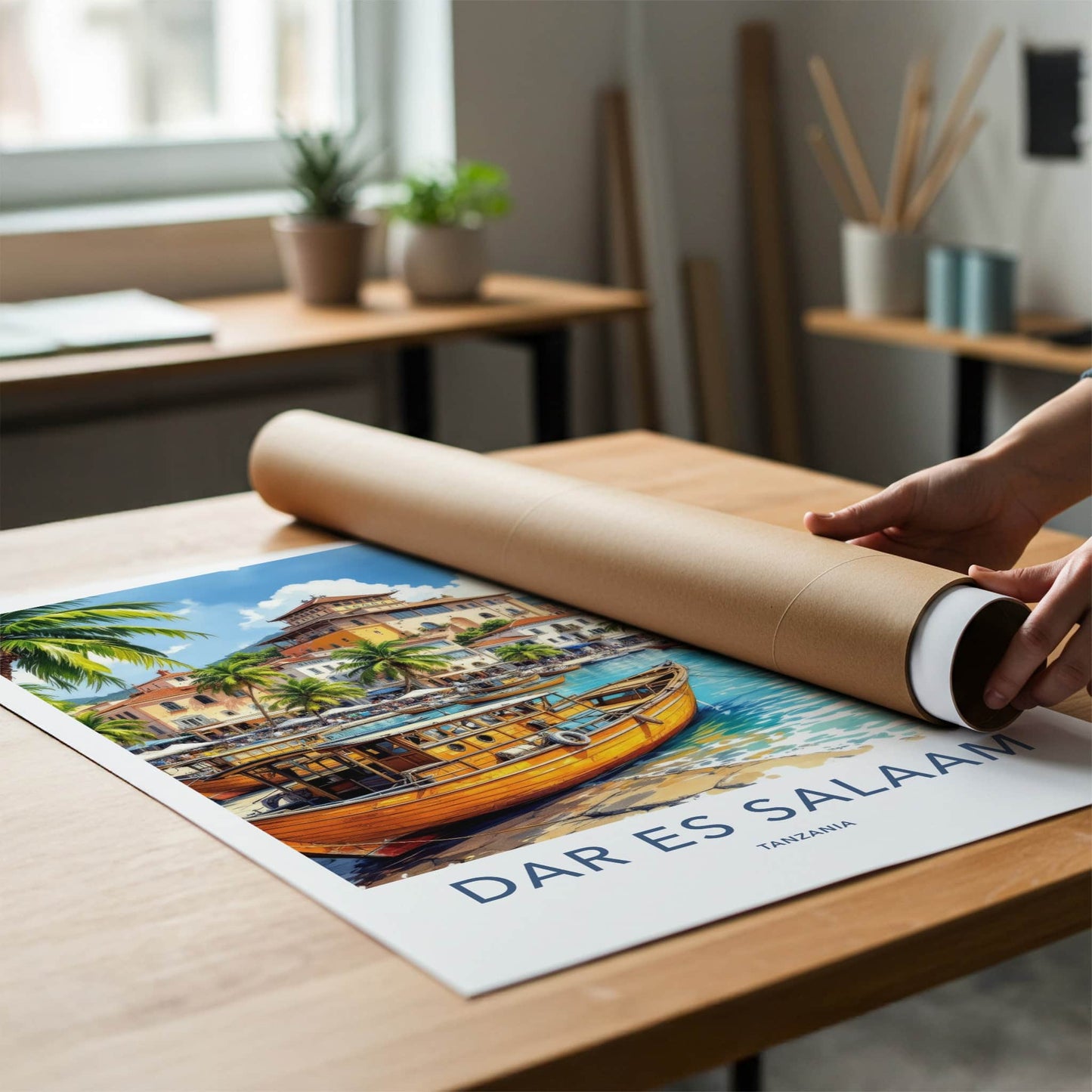 Dar Es Salaam Poster - Tanzania Travel Art - Coastal Town Harbor Home Decor