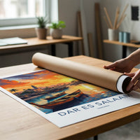 Dar Es Salaam Poster - Tanzania Travel Art - Golden Water Sunset Home Decor