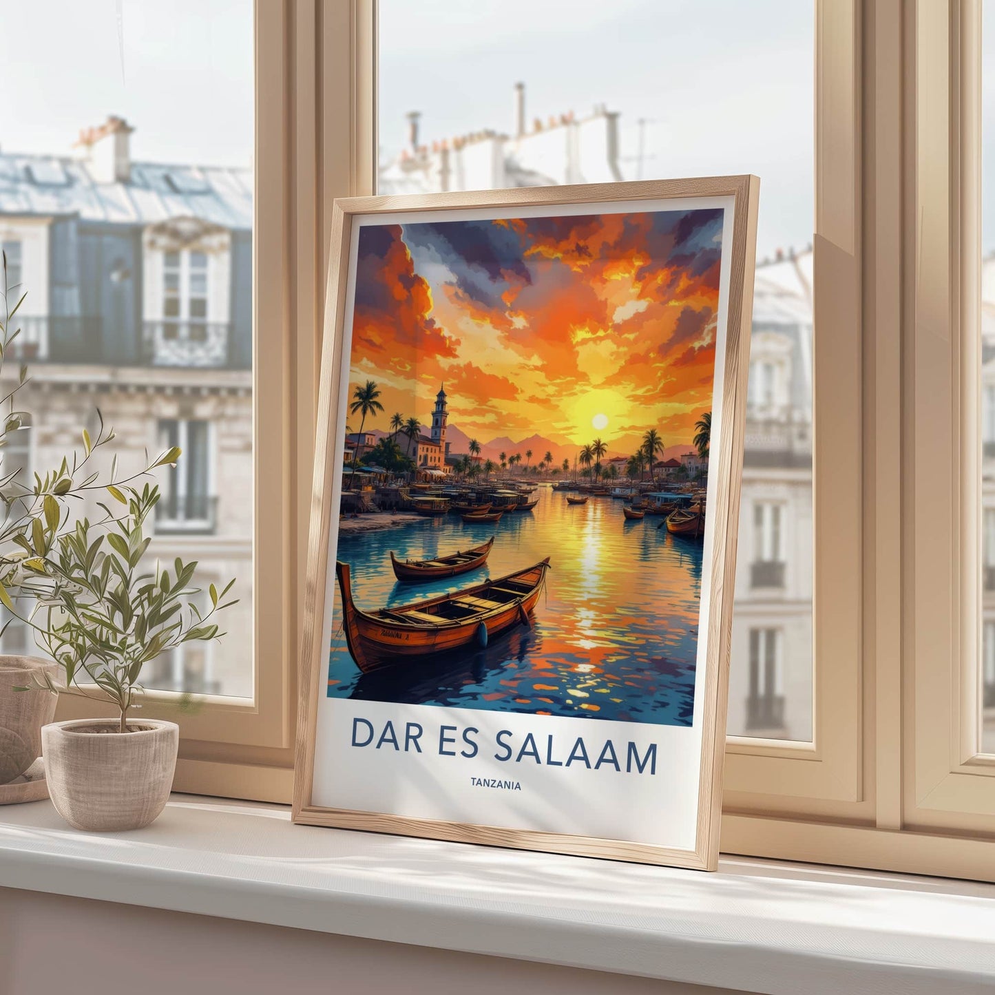 Dar Es Salaam Poster - Tanzania Travel Art - Golden Water Sunset Home Decor