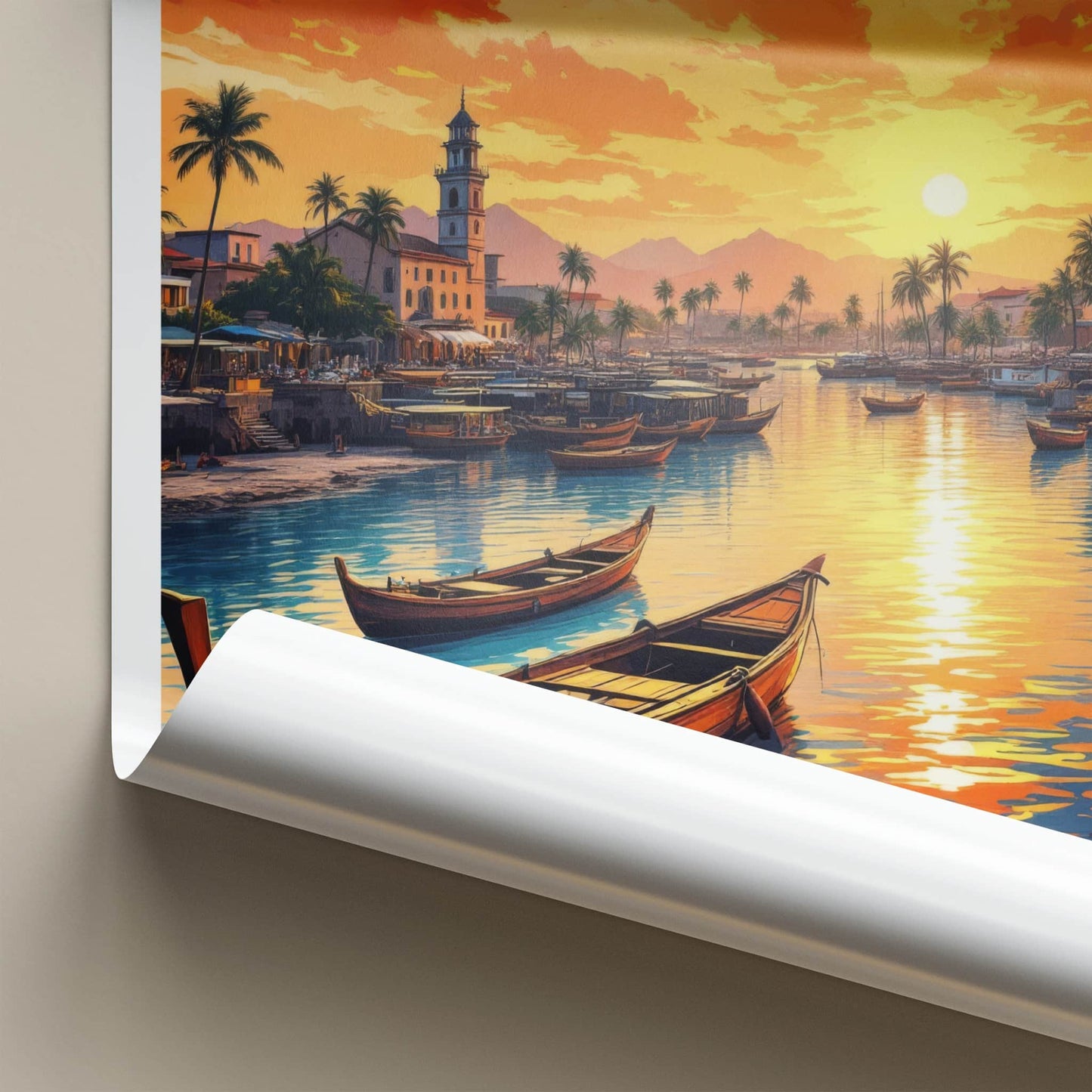 Dar Es Salaam Poster - Tanzania Travel Art - Golden Water Sunset Home Decor