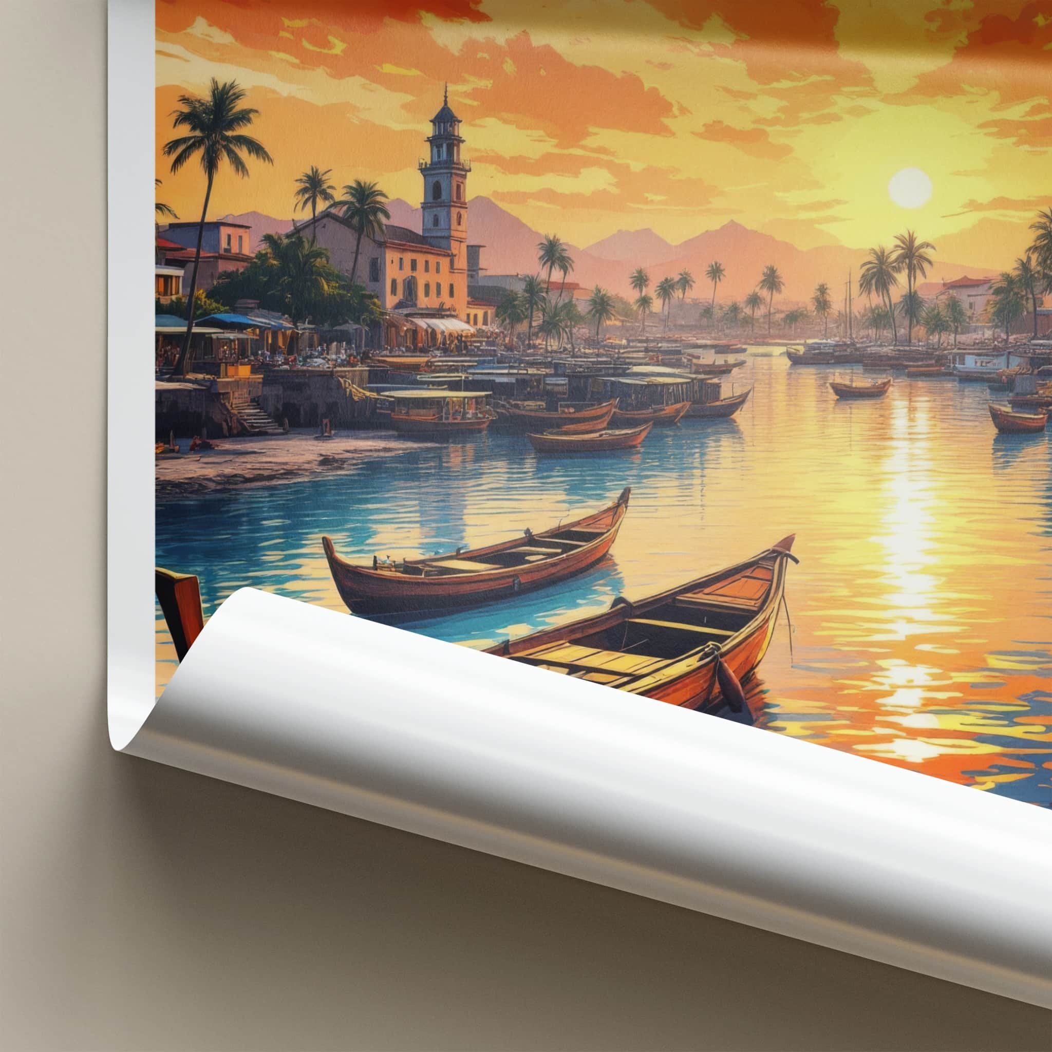 Dar Es Salaam Poster - Tanzania Travel Art - Golden Water Sunset Home Decor