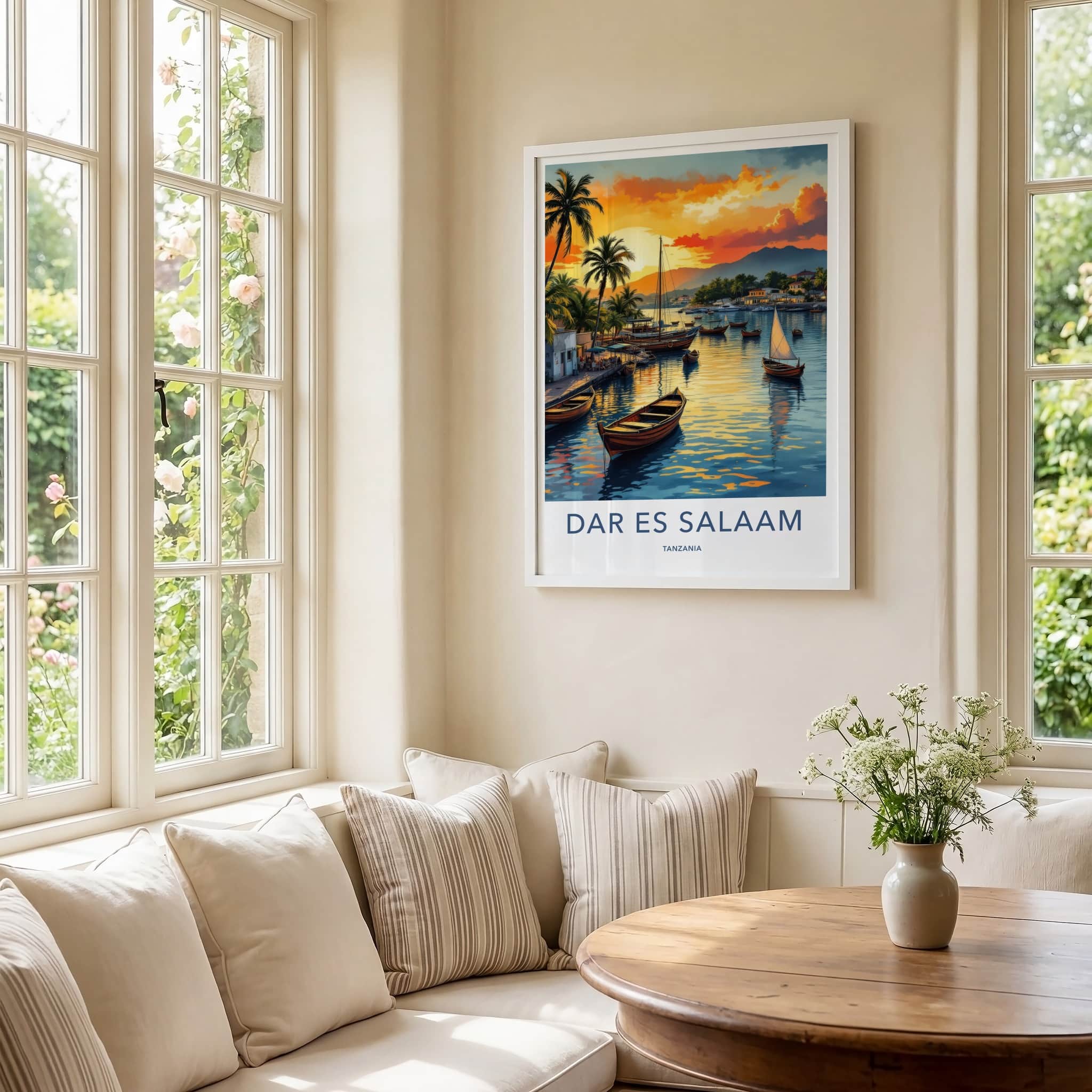 Dar Es Salaam Poster - Tanzania Travel Art - Tropical Harbor Sunset Home Decor