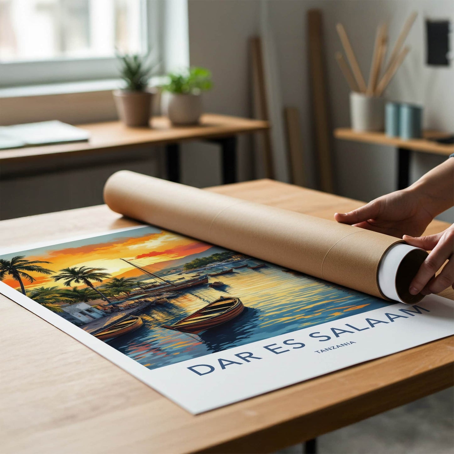 Dar Es Salaam Poster - Tanzania Travel Art - Tropical Harbor Sunset Home Decor