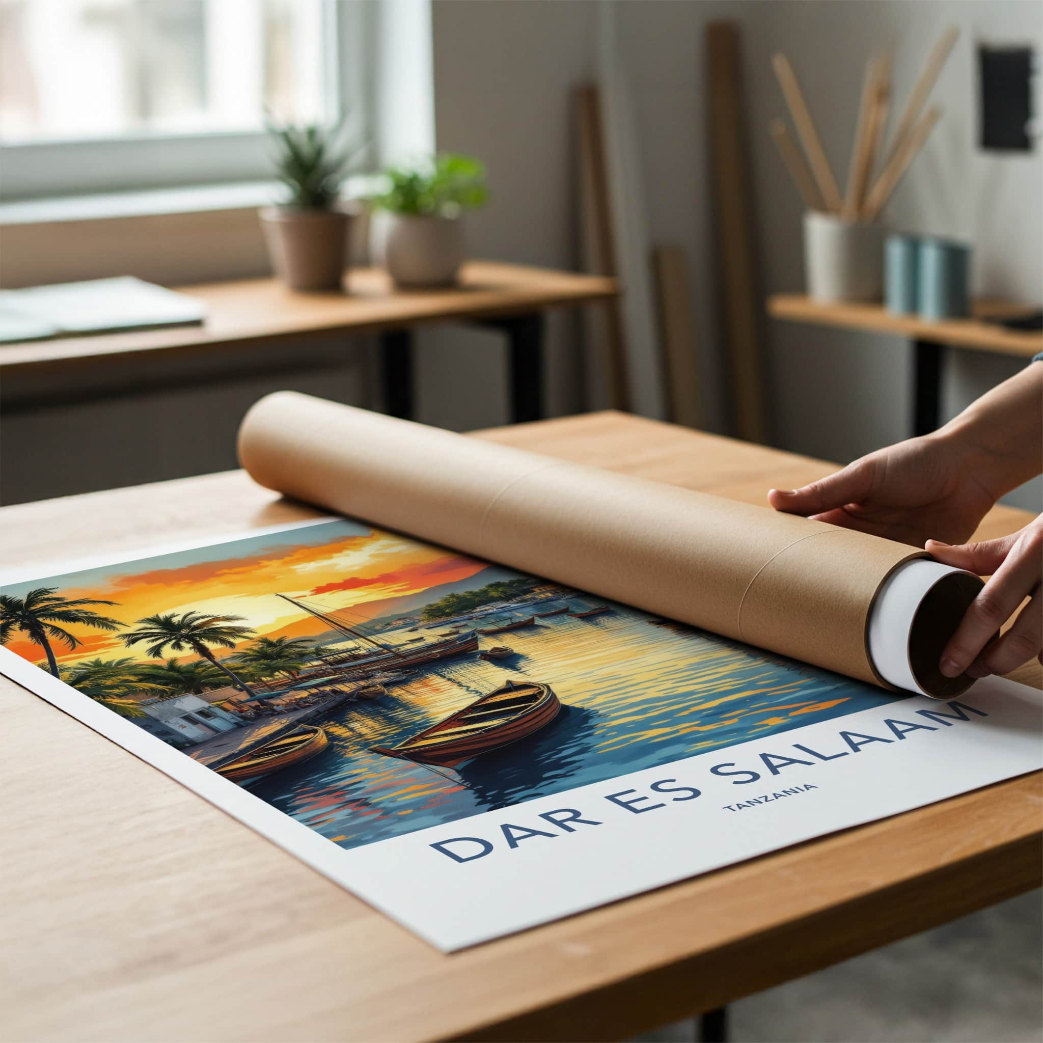 Dar Es Salaam Poster - Tanzania Travel Art - Tropical Harbor Sunset Home Decor