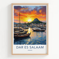 Dar Es Salaam Poster - Tanzania Travel Art - Vibrant Harbor Sunset Wall Decor