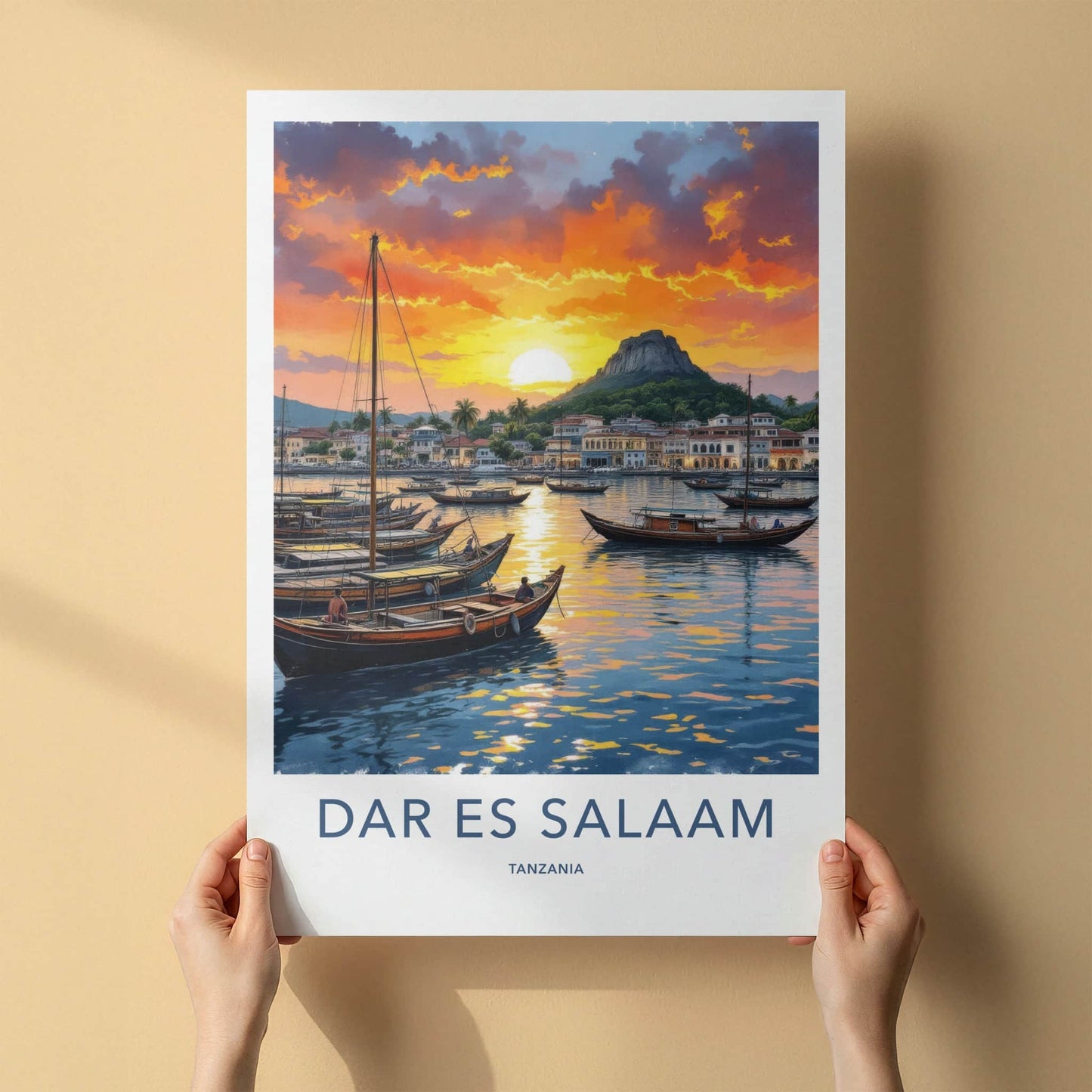 Dar Es Salaam Poster - Tanzania Travel Art - Vibrant Harbor Sunset Wall Decor
