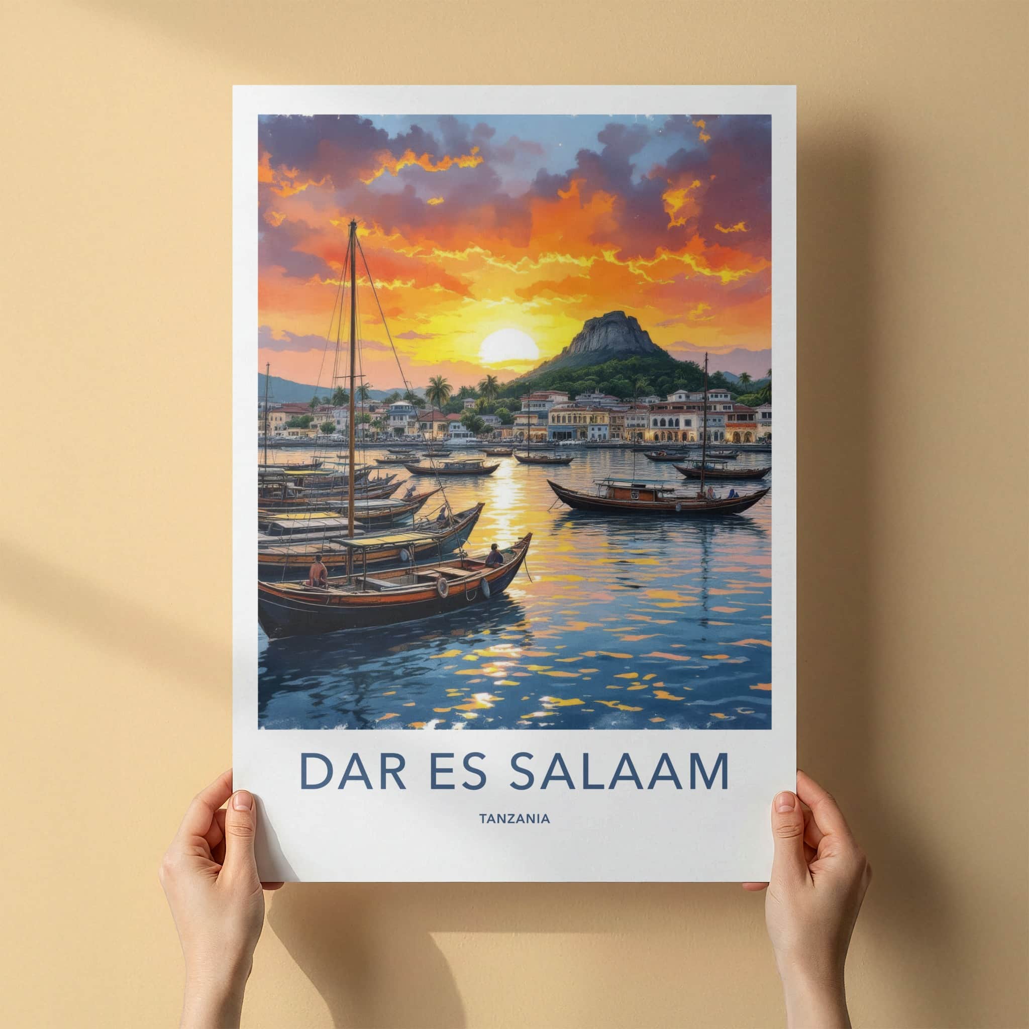 Dar Es Salaam Poster - Tanzania Travel Art - Vibrant Harbor Sunset Wall Decor