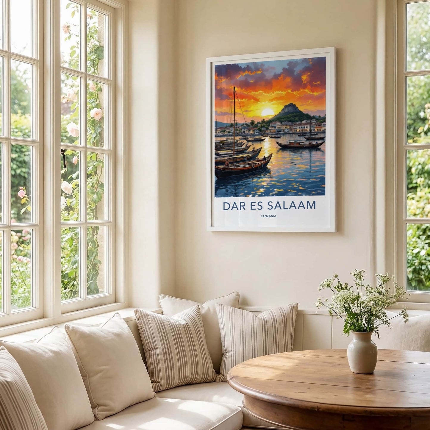 Dar Es Salaam Poster - Tanzania Travel Art - Vibrant Harbor Sunset Wall Decor