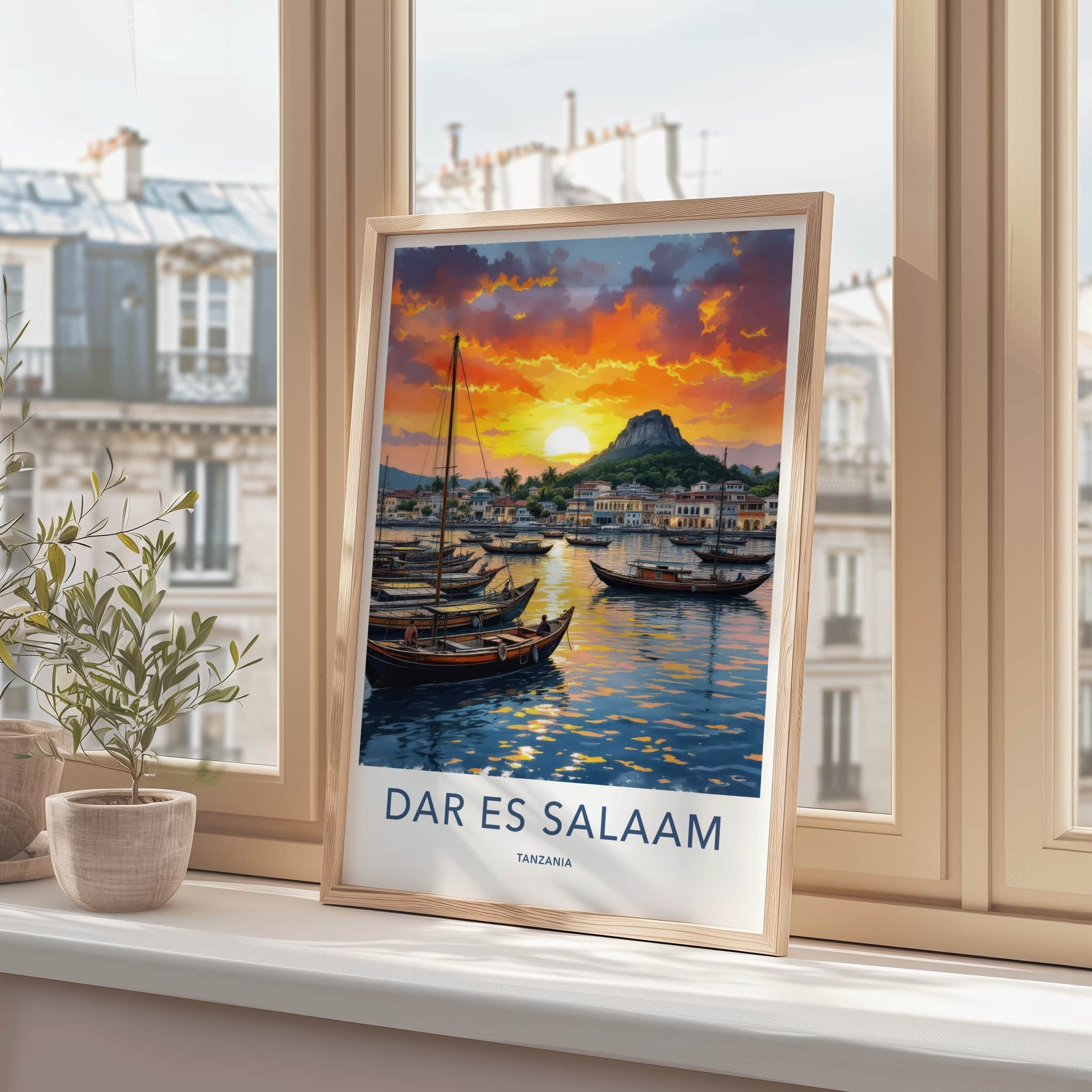 Dar Es Salaam Poster - Tanzania Travel Art - Vibrant Harbor Sunset Wall Decor