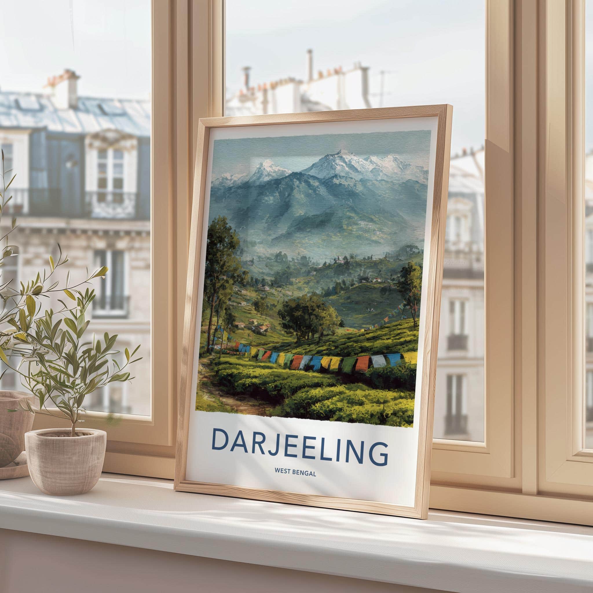 Darjeeling Poster - India Scenic Art - West Bengal Himalayan Prayer Flags Wall Decor
