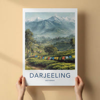 Darjeeling Poster - India Scenic Art - West Bengal Himalayan Prayer Flags Wall Decor