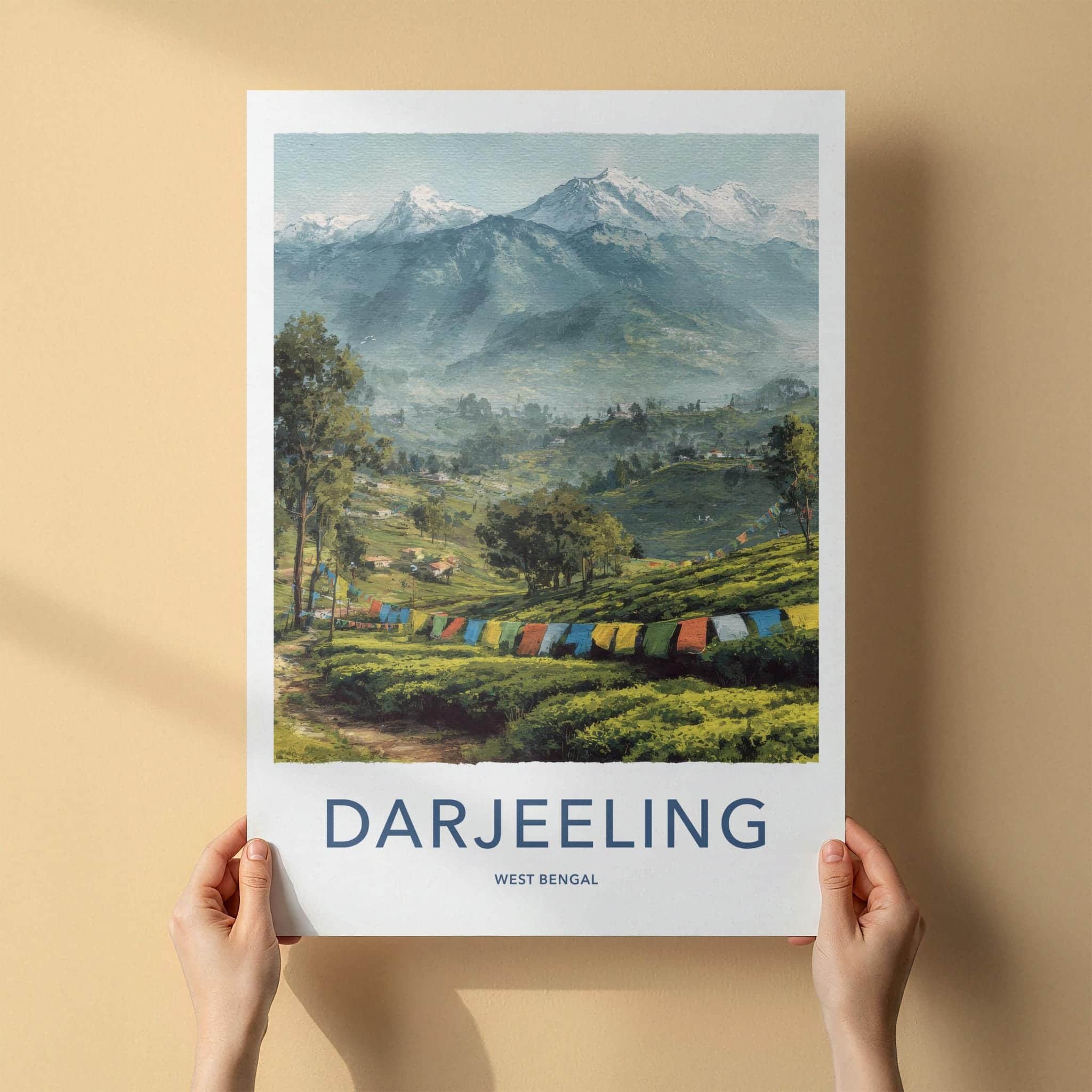 Darjeeling Poster - India Scenic Art - West Bengal Himalayan Prayer Flags Wall Decor