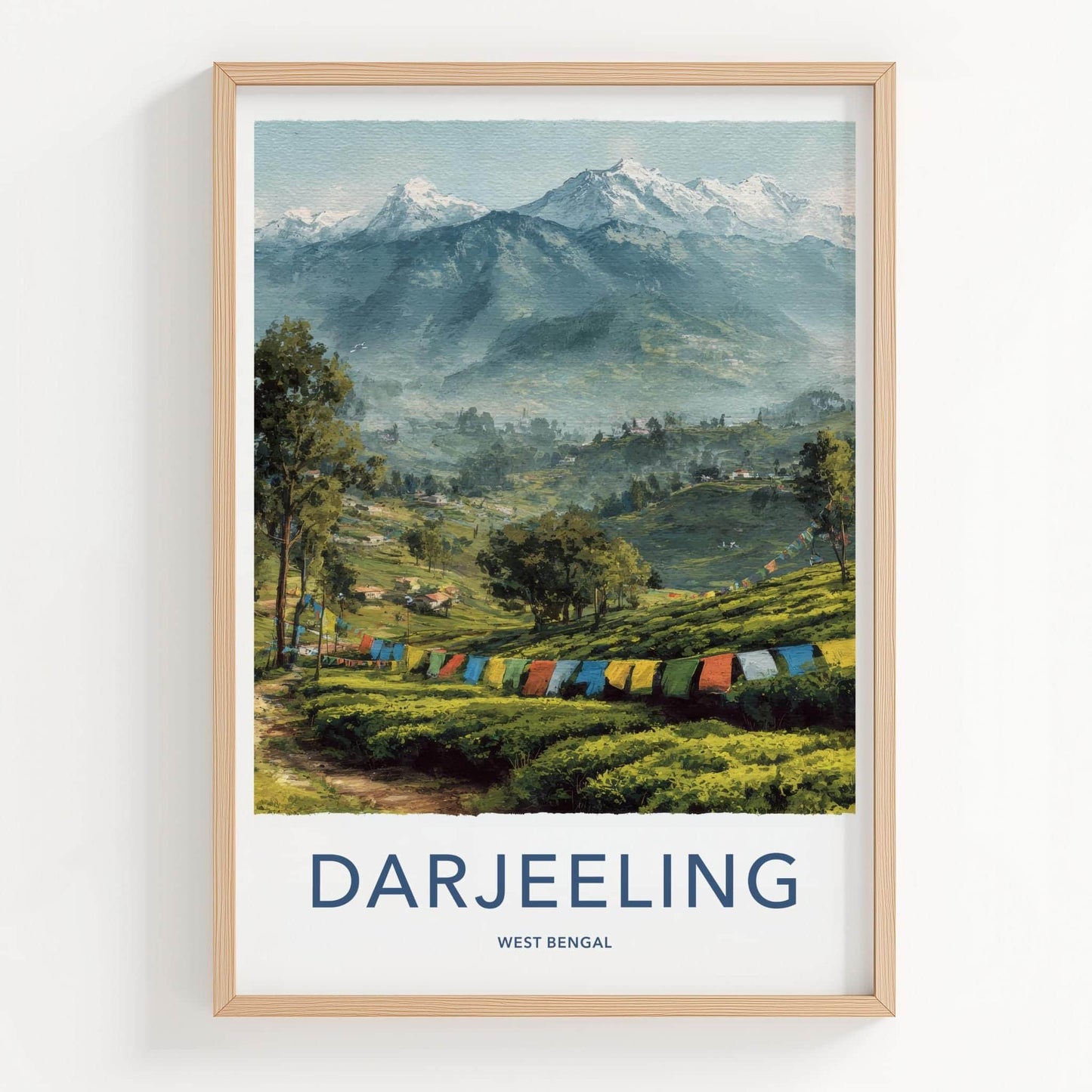 Darjeeling Poster - India Scenic Art - West Bengal Himalayan Prayer Flags Wall Decor