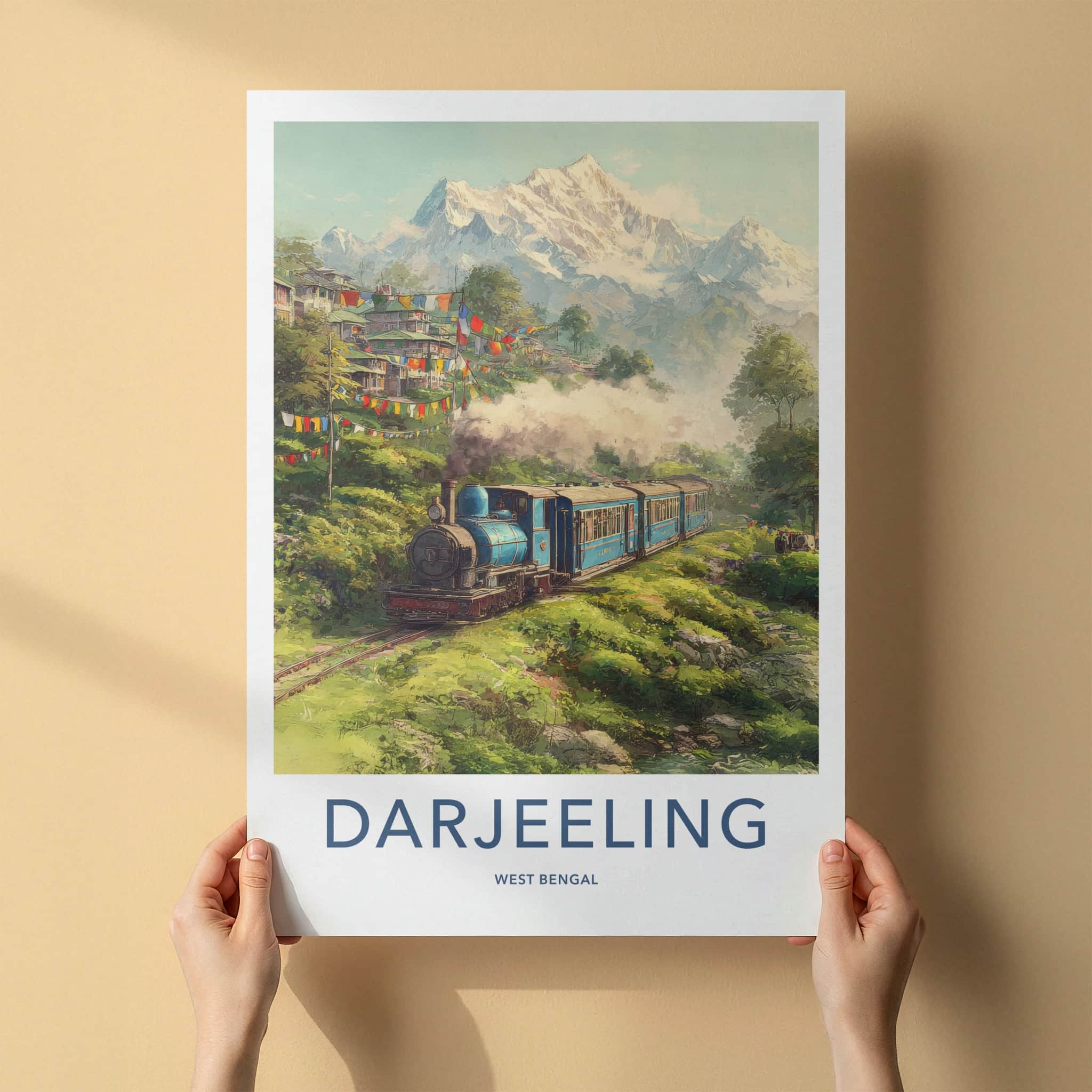 Darjeeling Poster - India Travel Art - West Bengal Hills Train Home Art