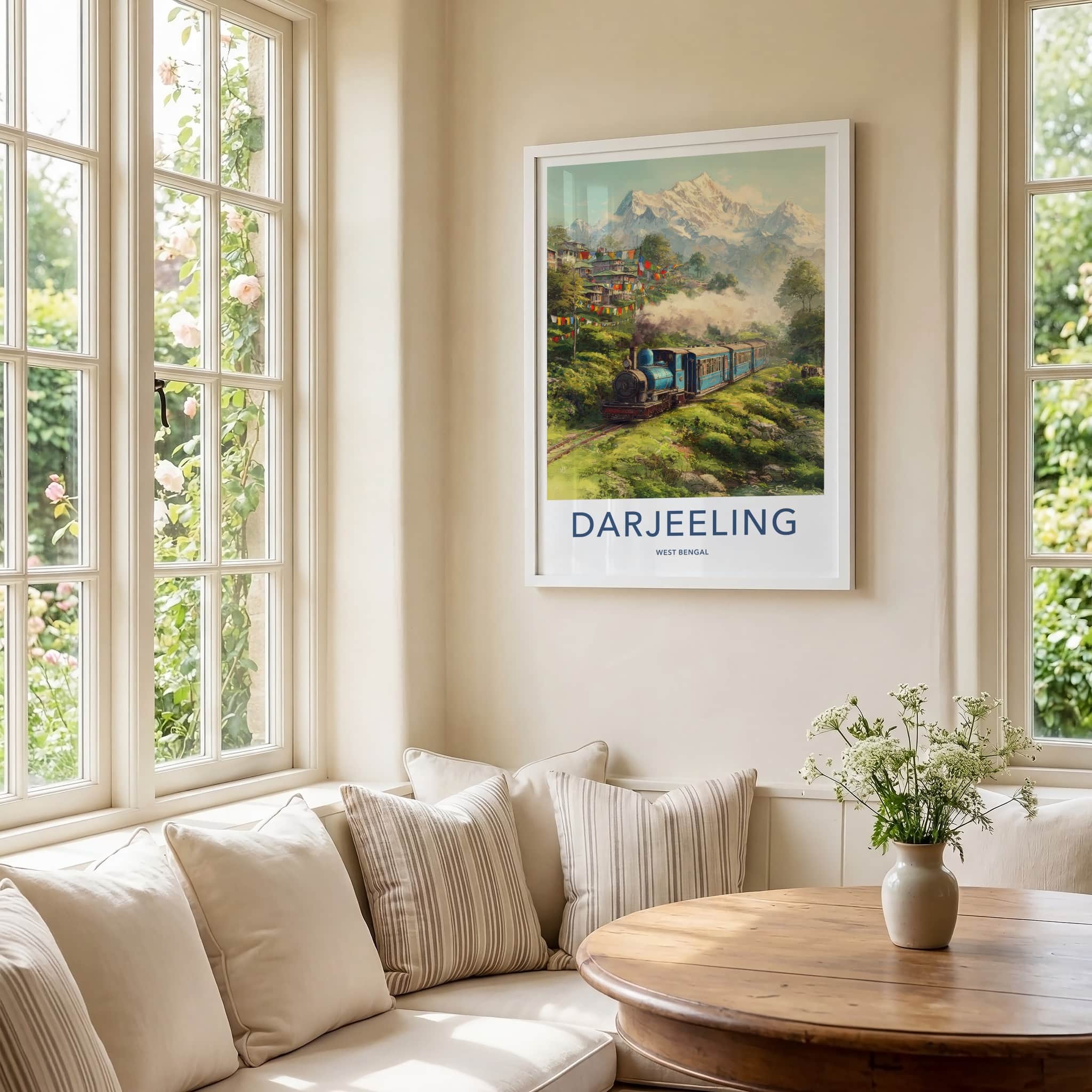 Darjeeling Poster - India Travel Art - West Bengal Hills Train Home Art