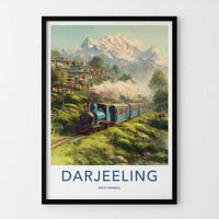 Darjeeling Poster - India Travel Art - West Bengal Hills Train Home Art