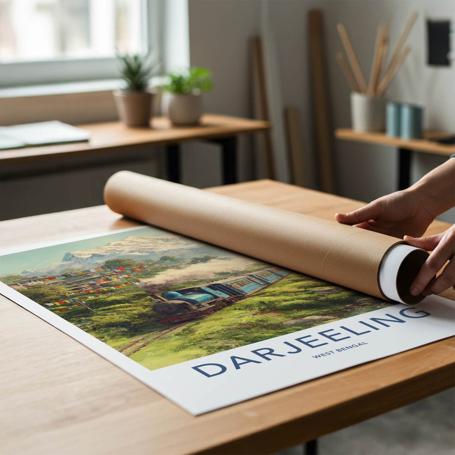 Darjeeling Poster - India Travel Art - West Bengal Hills Train Home Art
