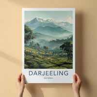 Darjeeling Poster - India Travel Art - West Bengal Prayer Flags Peaks Home Art