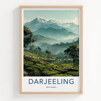 Darjeeling Poster - India Travel Art - West Bengal Prayer Flags Peaks Home Art