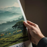 Darjeeling Poster - India Travel Art - West Bengal Prayer Flags Peaks Home Art