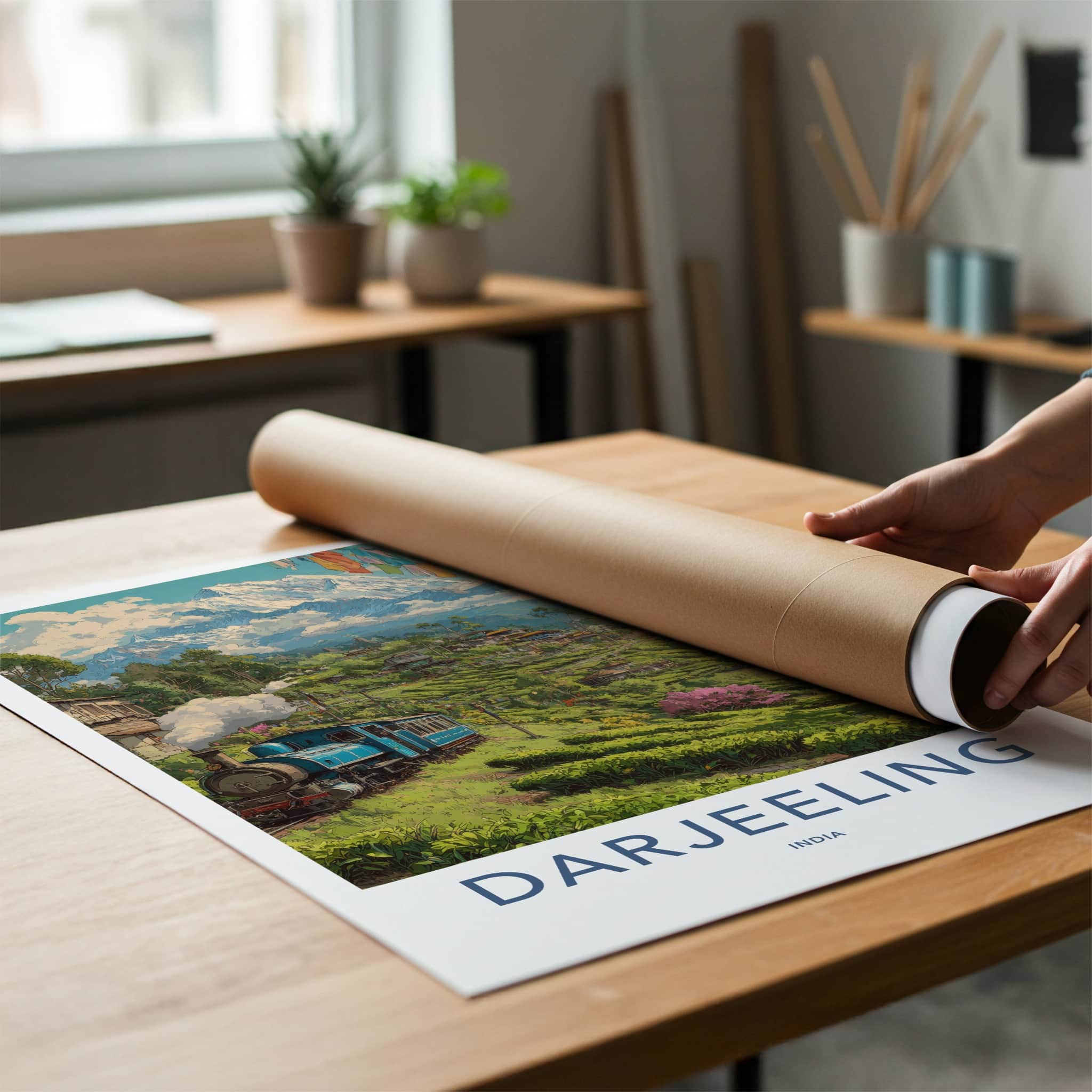 Darjeeling Poster - India Wall Art - West Bengal Blue Train Gallery Art