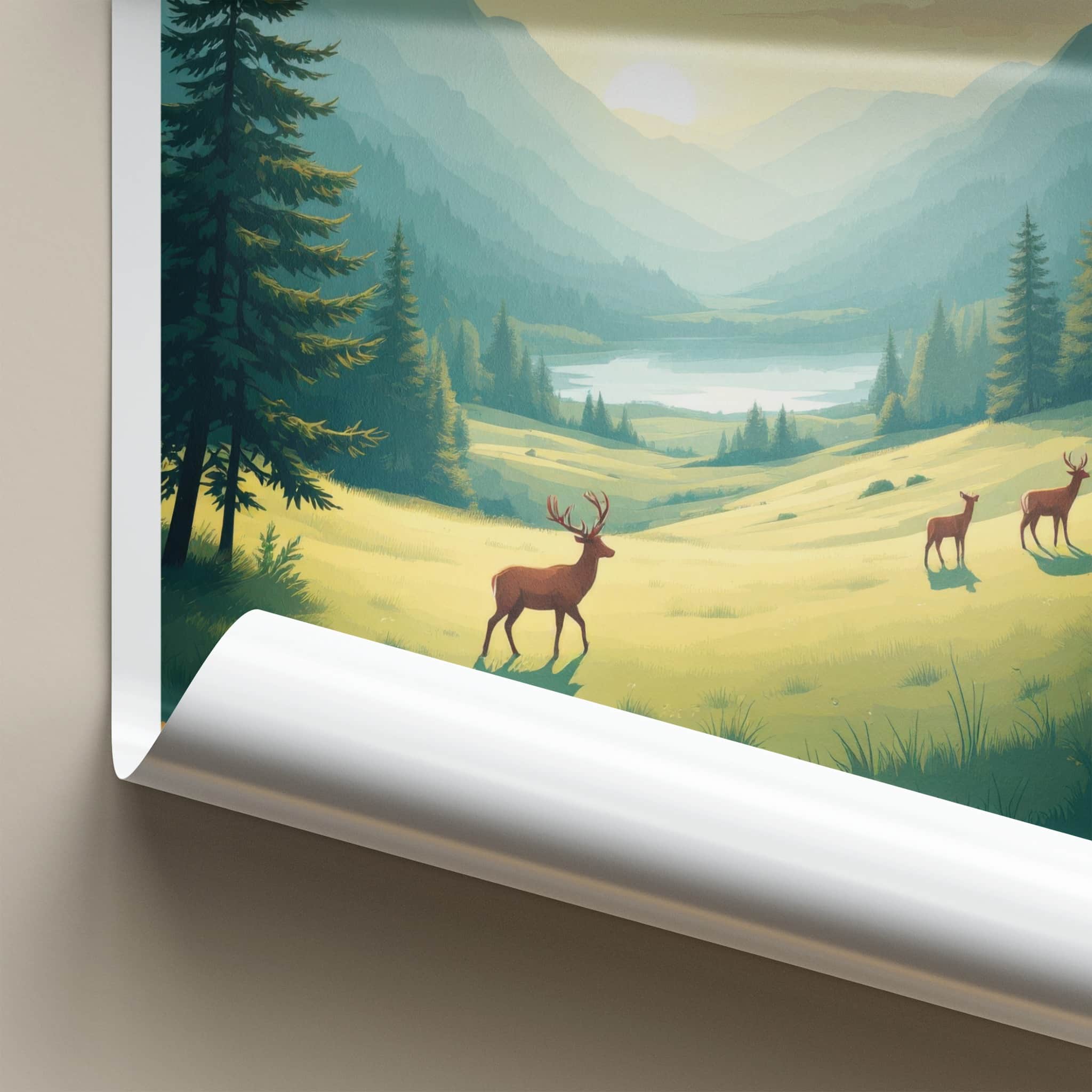 DARTMOOR Poster - England Travel Art - Deer Lake Valley Home Decor