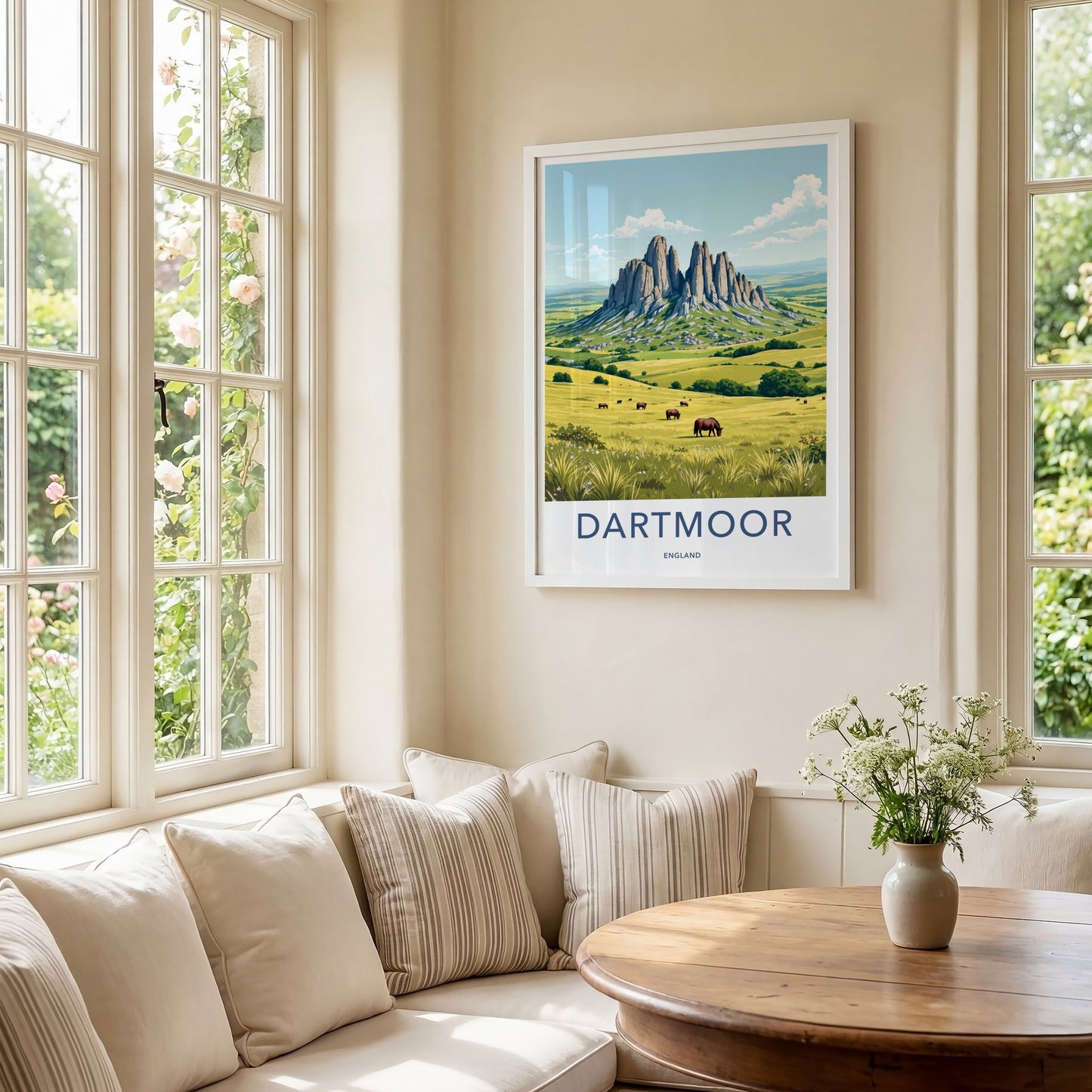 DARTMOOR Poster - England Travel Art - Towering Rock Pasture Home Decor