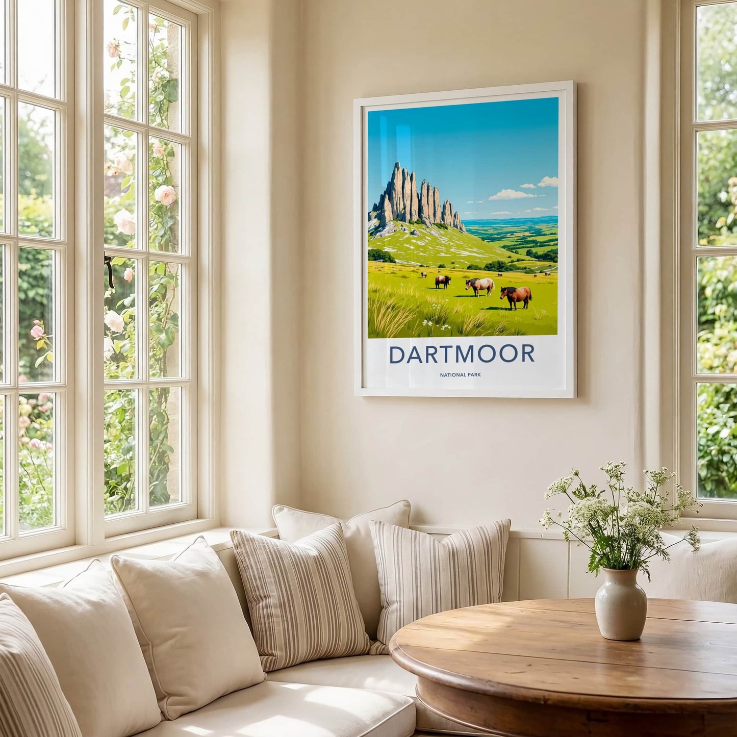 Dartmoor Poster - United Kingdom Travel Art - Moorland Wild Horses Home Decor