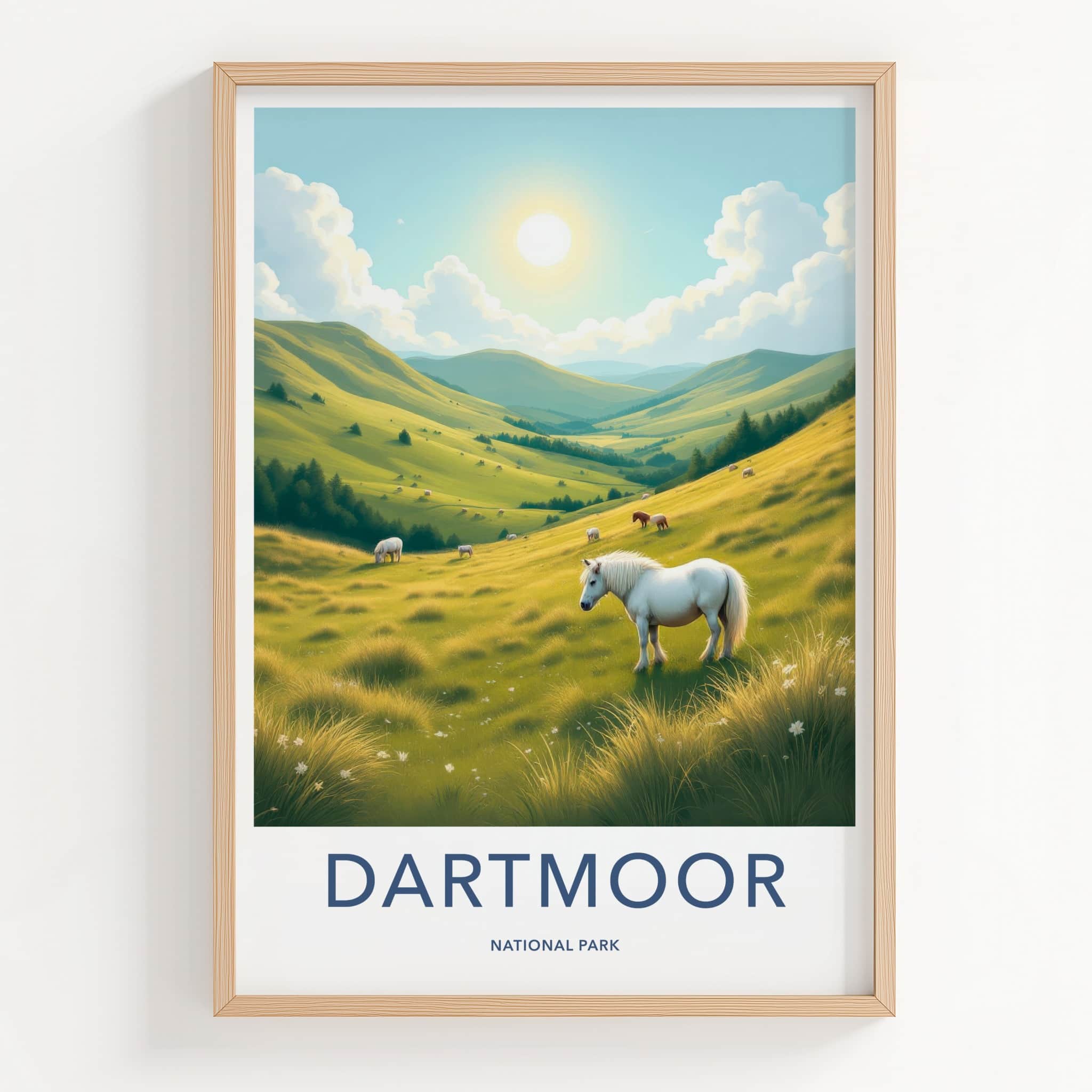 Dartmoor Poster - United Kingdom Travel Art - Rolling Hills Ponies Home Decor
